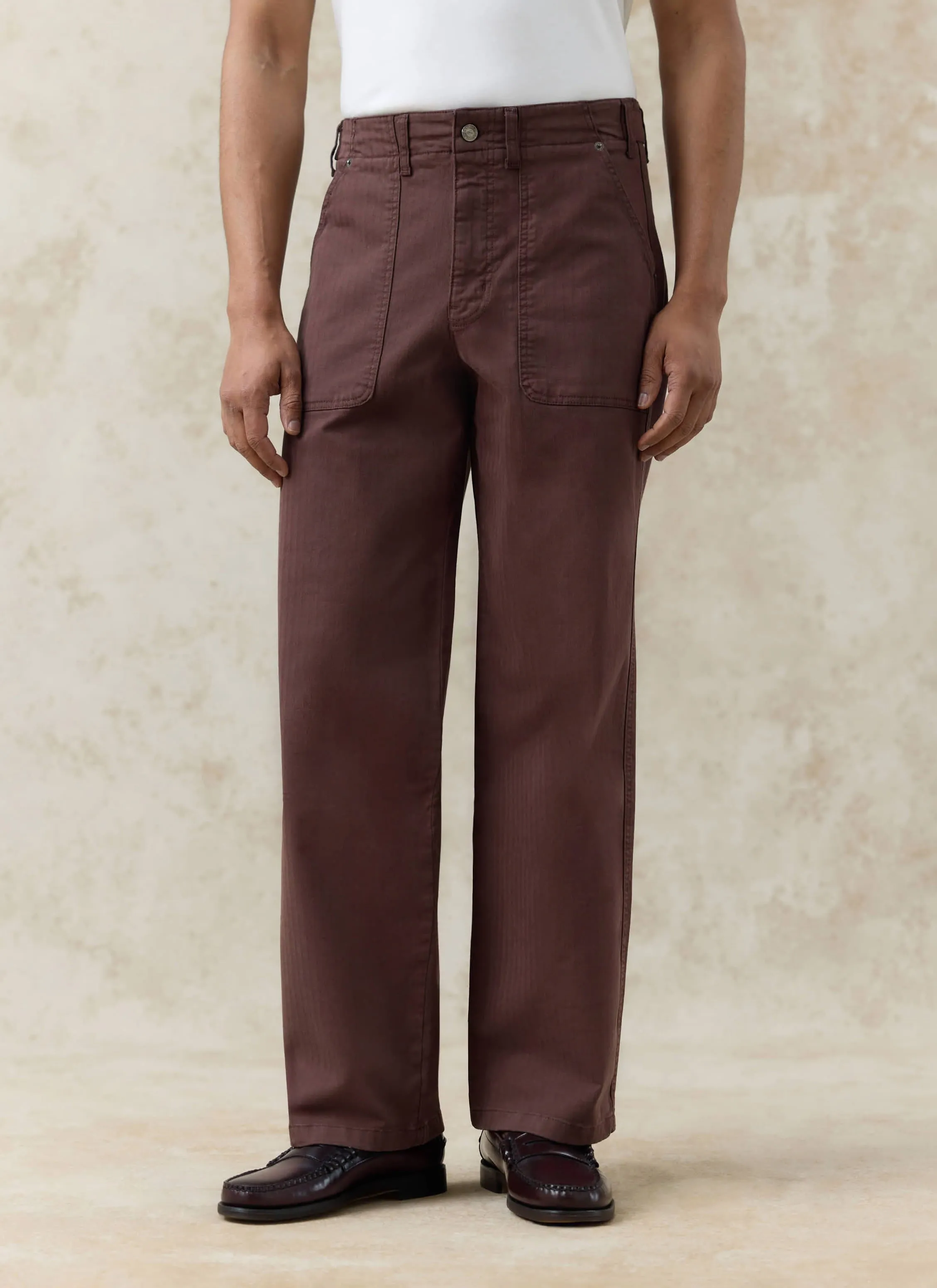 Lungo Carpenter Trousers | Cotton | Espresso sold by Percival