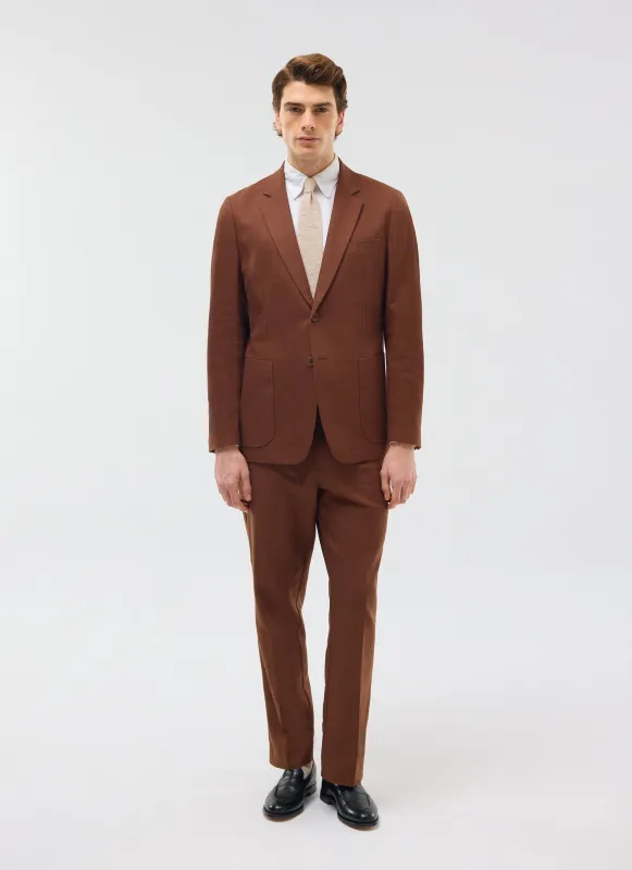 Tailored Two Piece Suit | Linen | Brown made by Percival