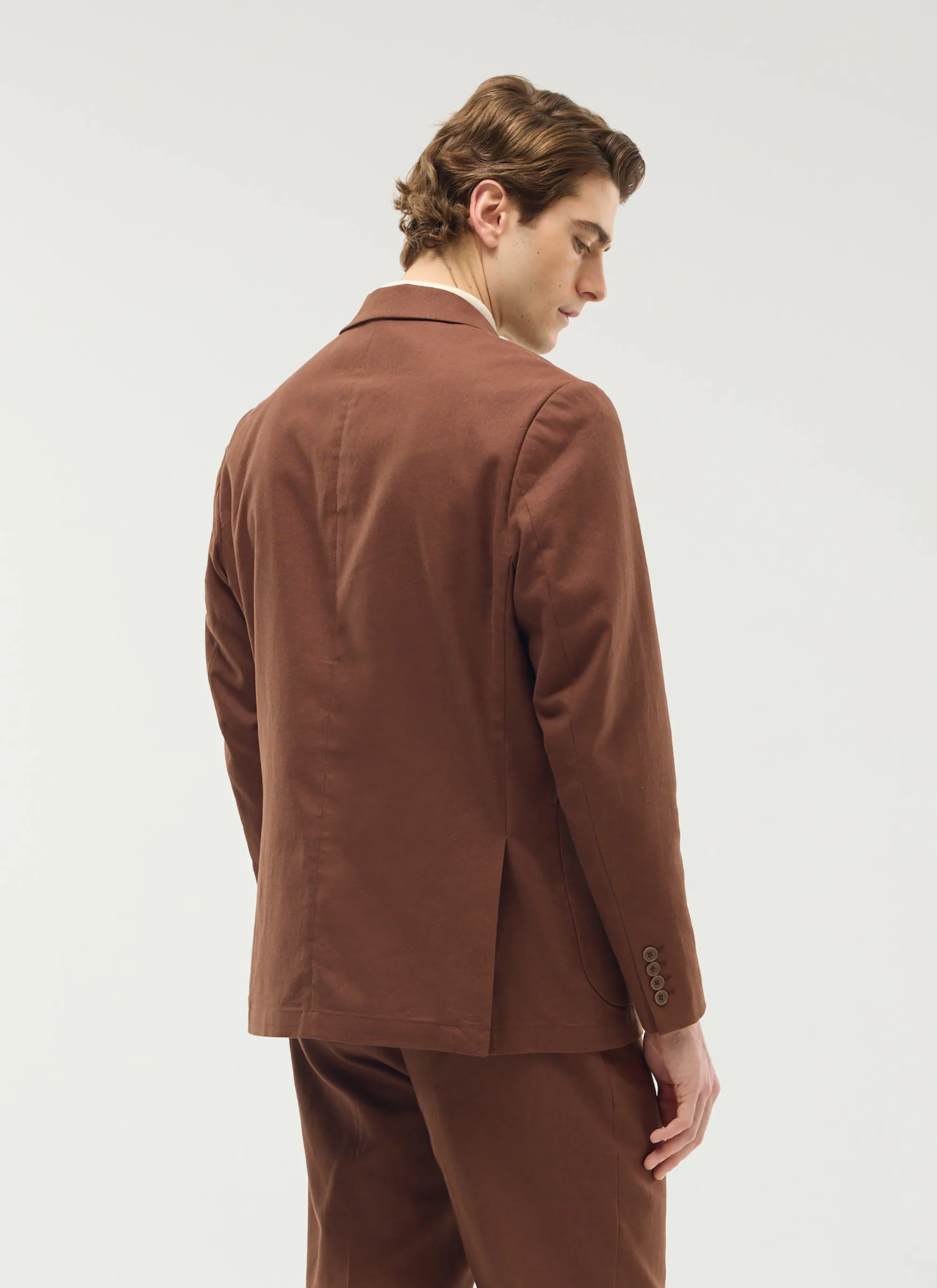 Tailored Two Piece Suit | Linen | Brown sold by Percival product image thumbnail 3