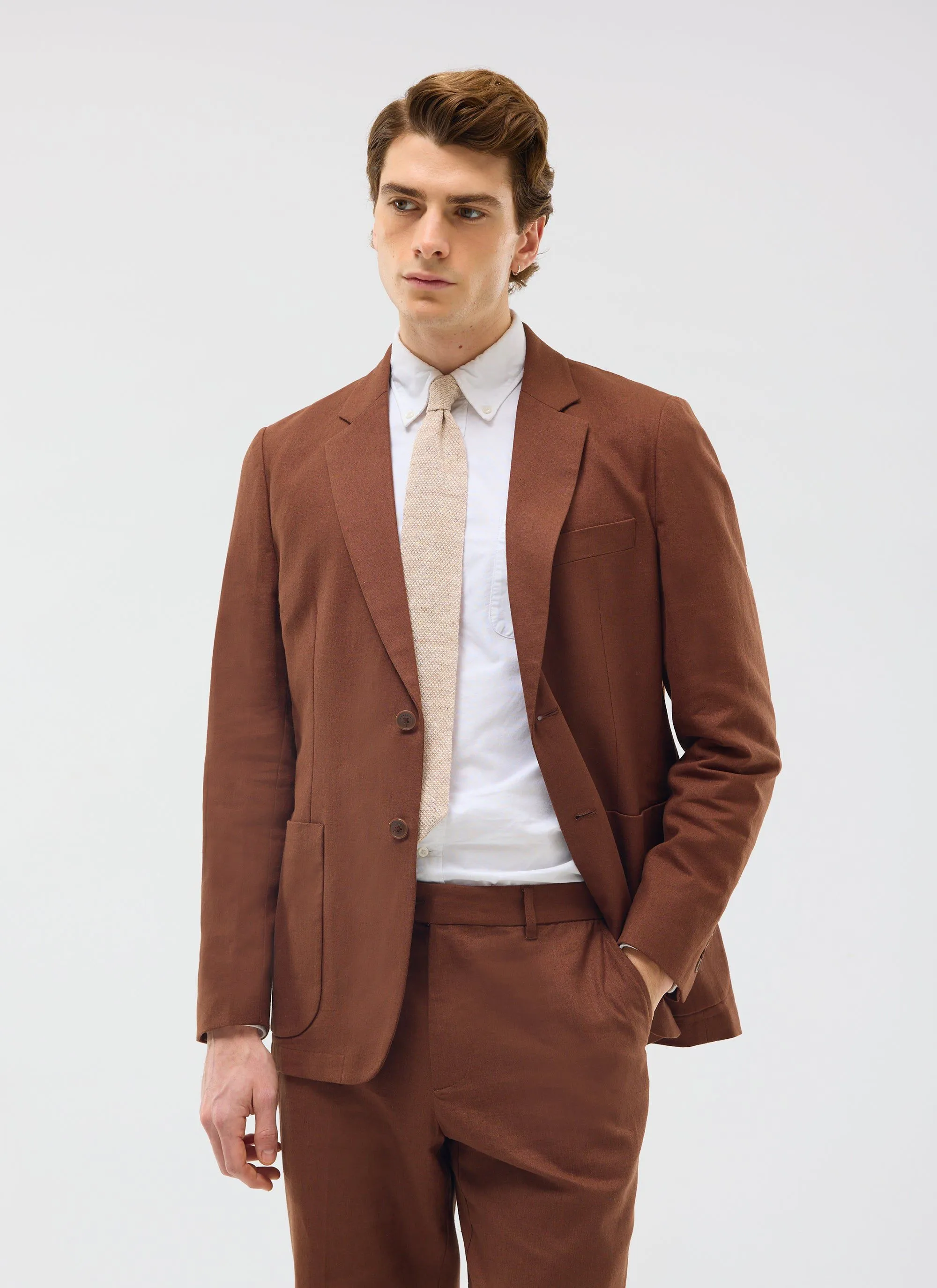 Tailored Two Piece Suit | Linen | Brown sold by Percival product image thumbnail 2