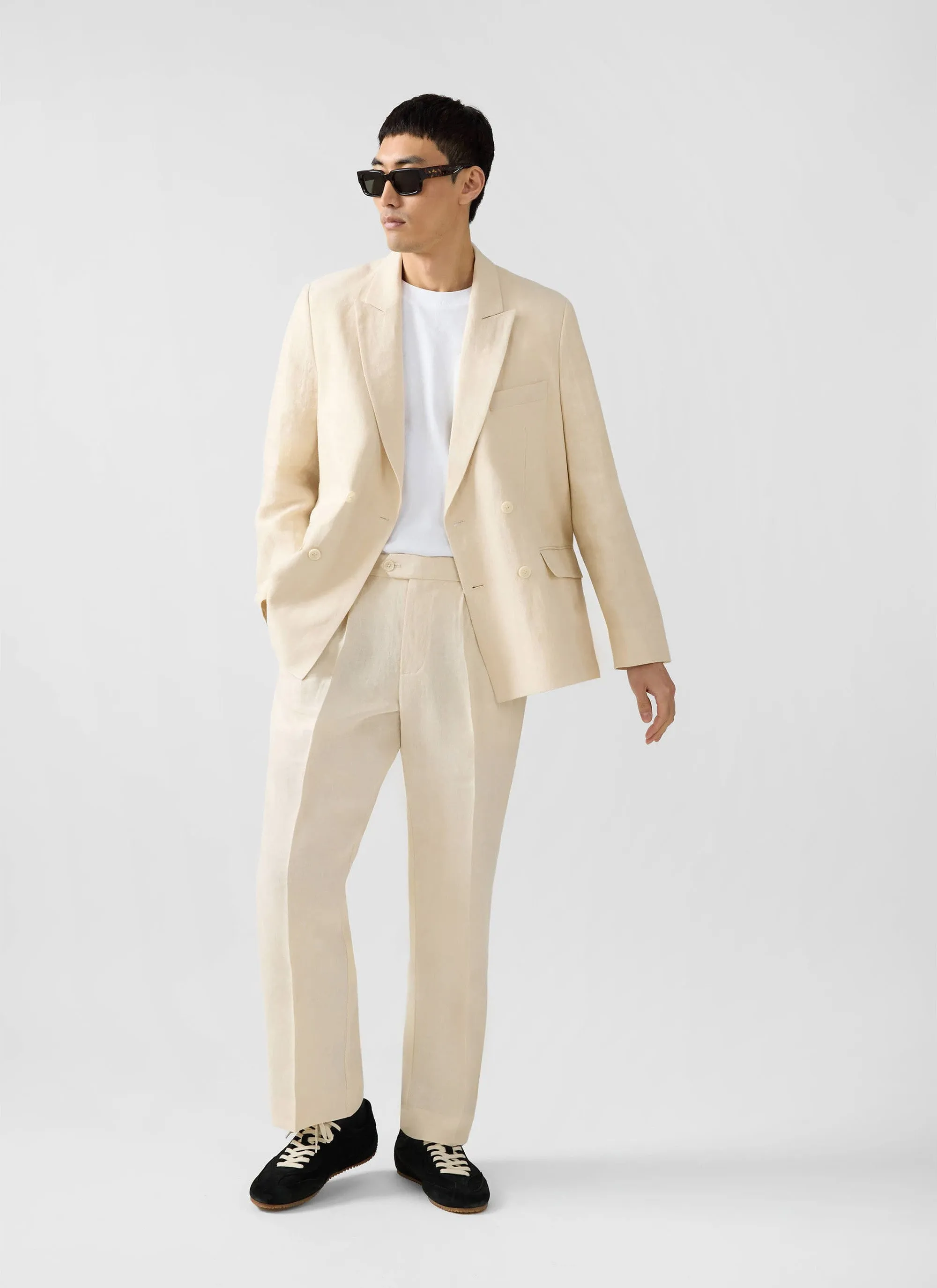 Tailored Two Piece Double Breasted Suit | Linen | Cream sold by Percival product image thumbnail 4