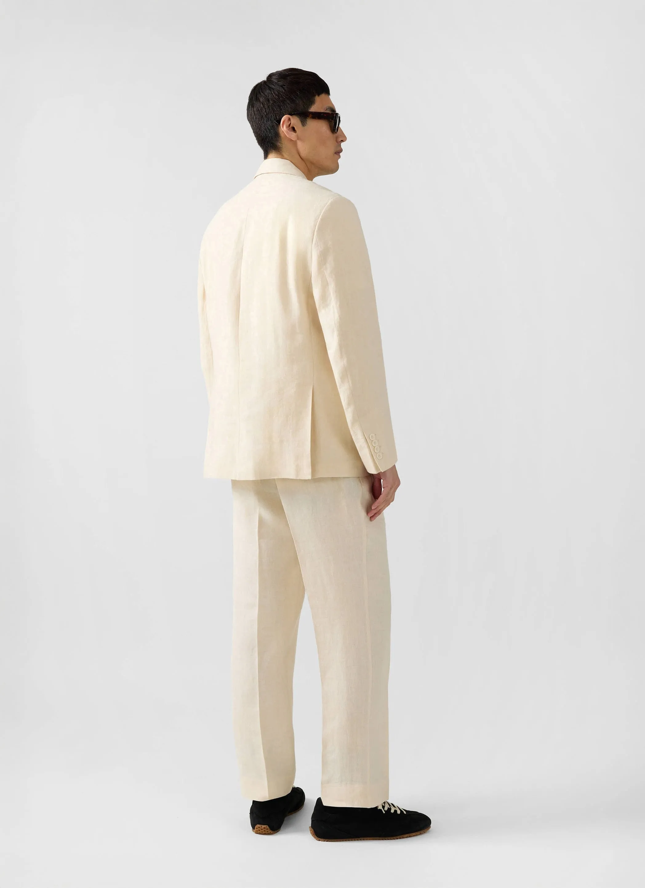 Tailored Two Piece Double Breasted Suit | Linen | Cream sold by Percival product image thumbnail 3
