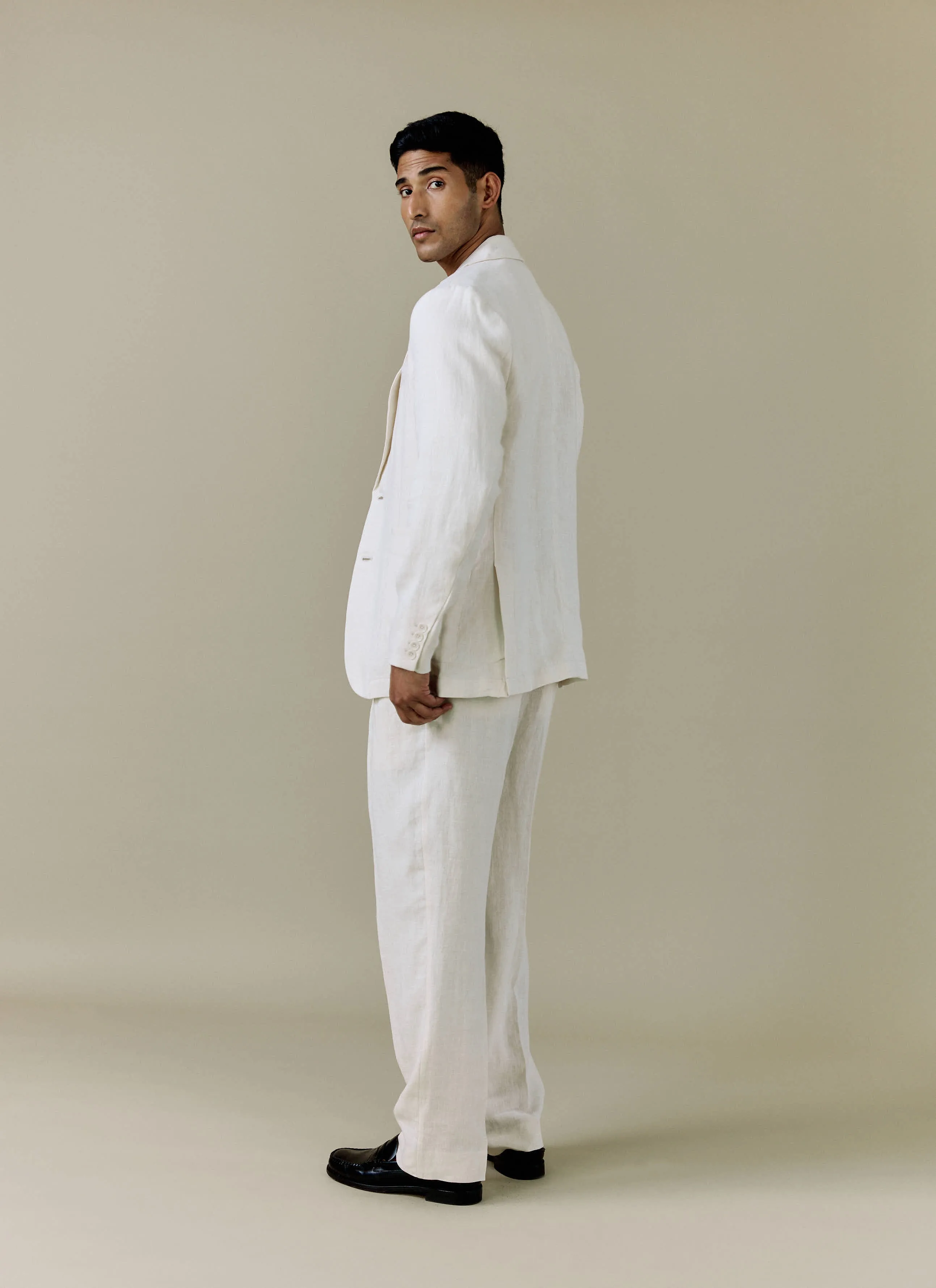 Tailored Two Piece Suit | Linen | Cream sold by Percival product image thumbnail 4