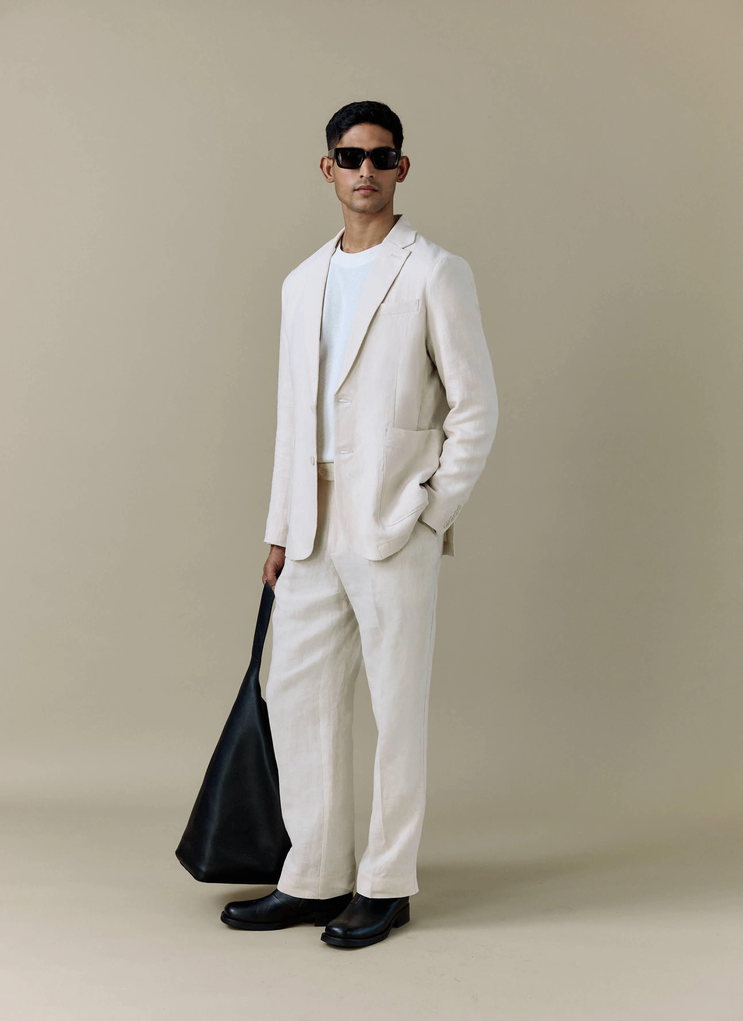Tailored Two Piece Suit | Linen | Cream sold by Percival product image thumbnail 3