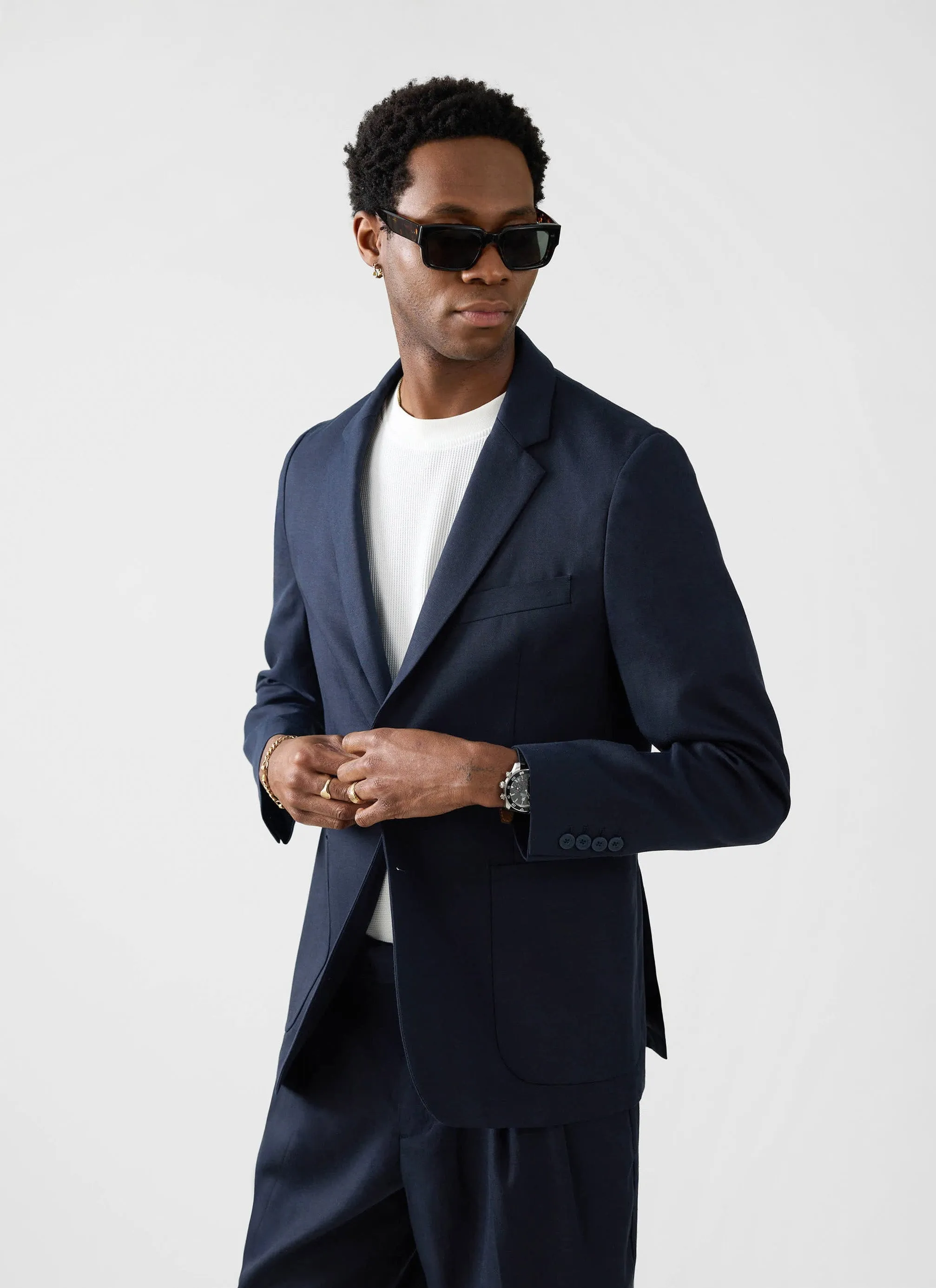 Tailored Two Piece Suit | Lyocell | Navy sold by Percival product image thumbnail 2