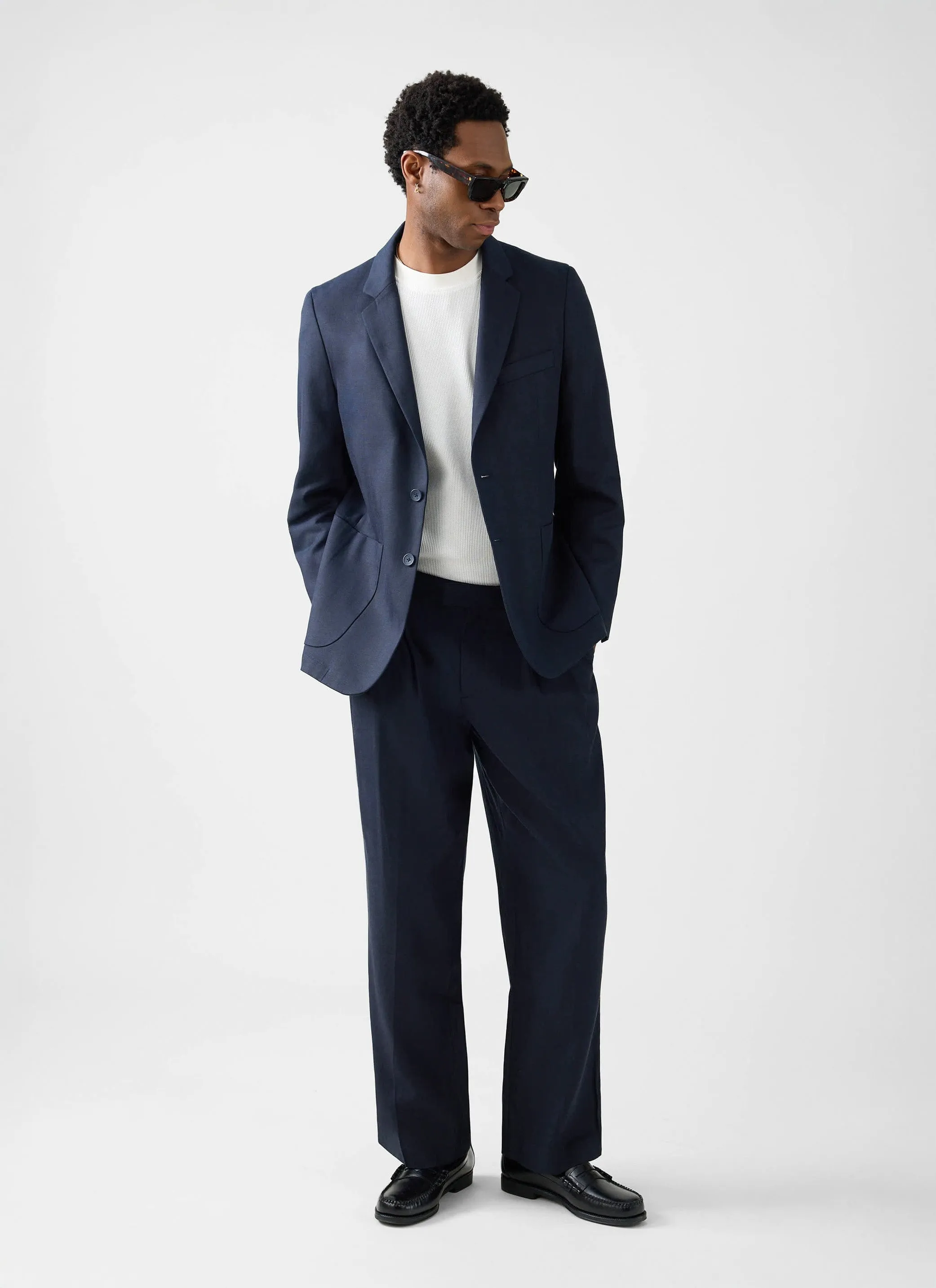 Tailored Two Piece Suit | Lyocell | Navy sold by Percival