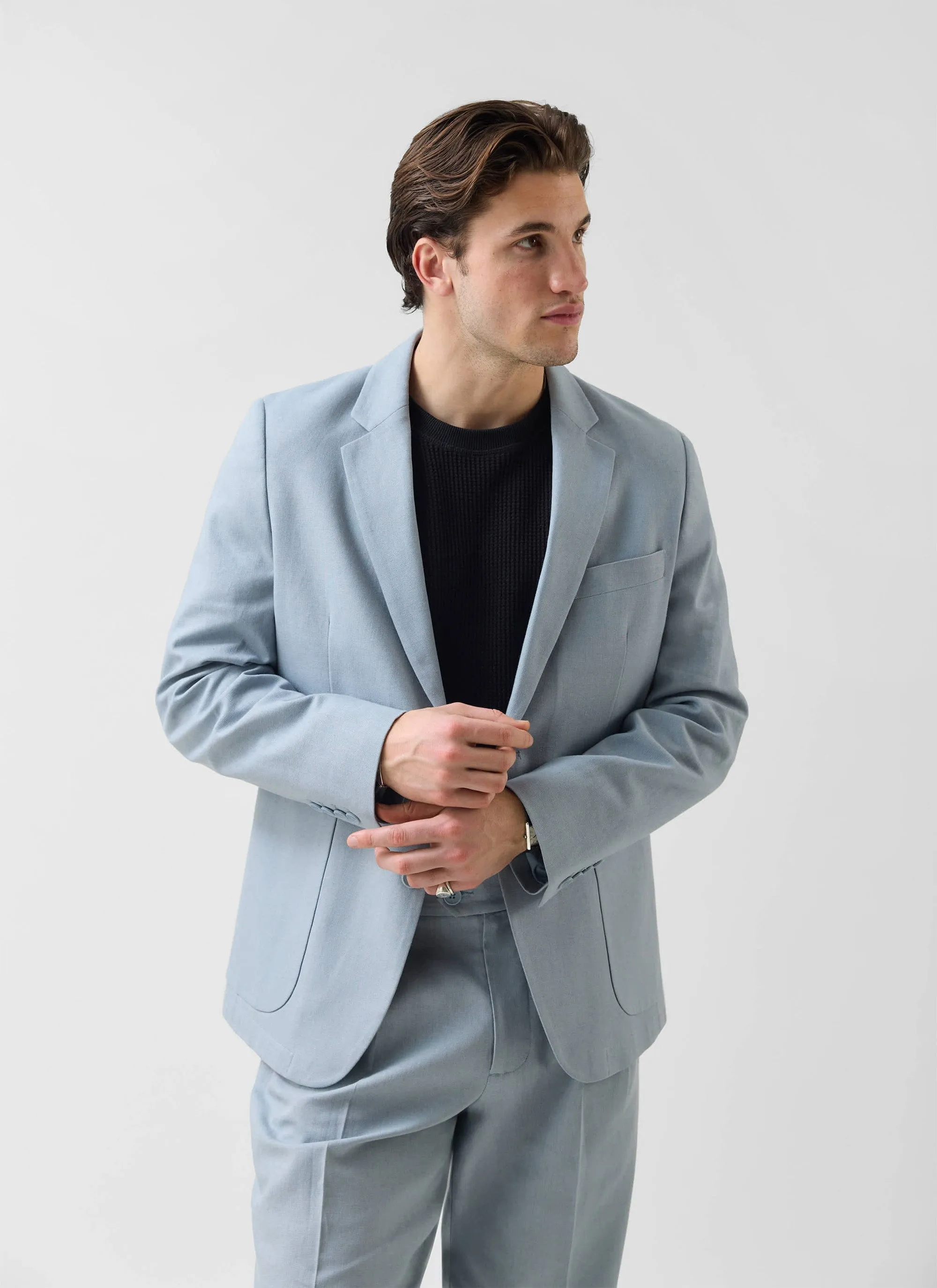 Tailored Two Piece Suit | Linen | Light Blue sold by Percival product image thumbnail 3