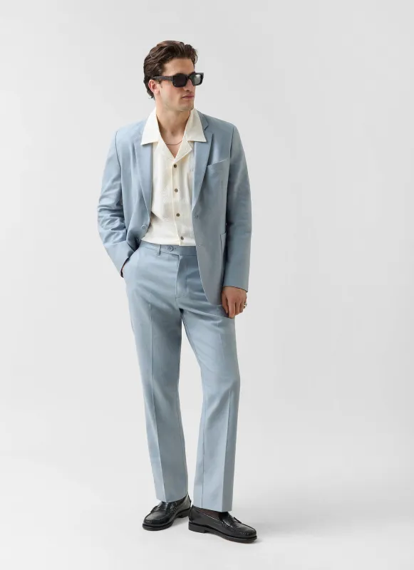 Tailored Two Piece Suit | Linen | Light Blue made by Percival