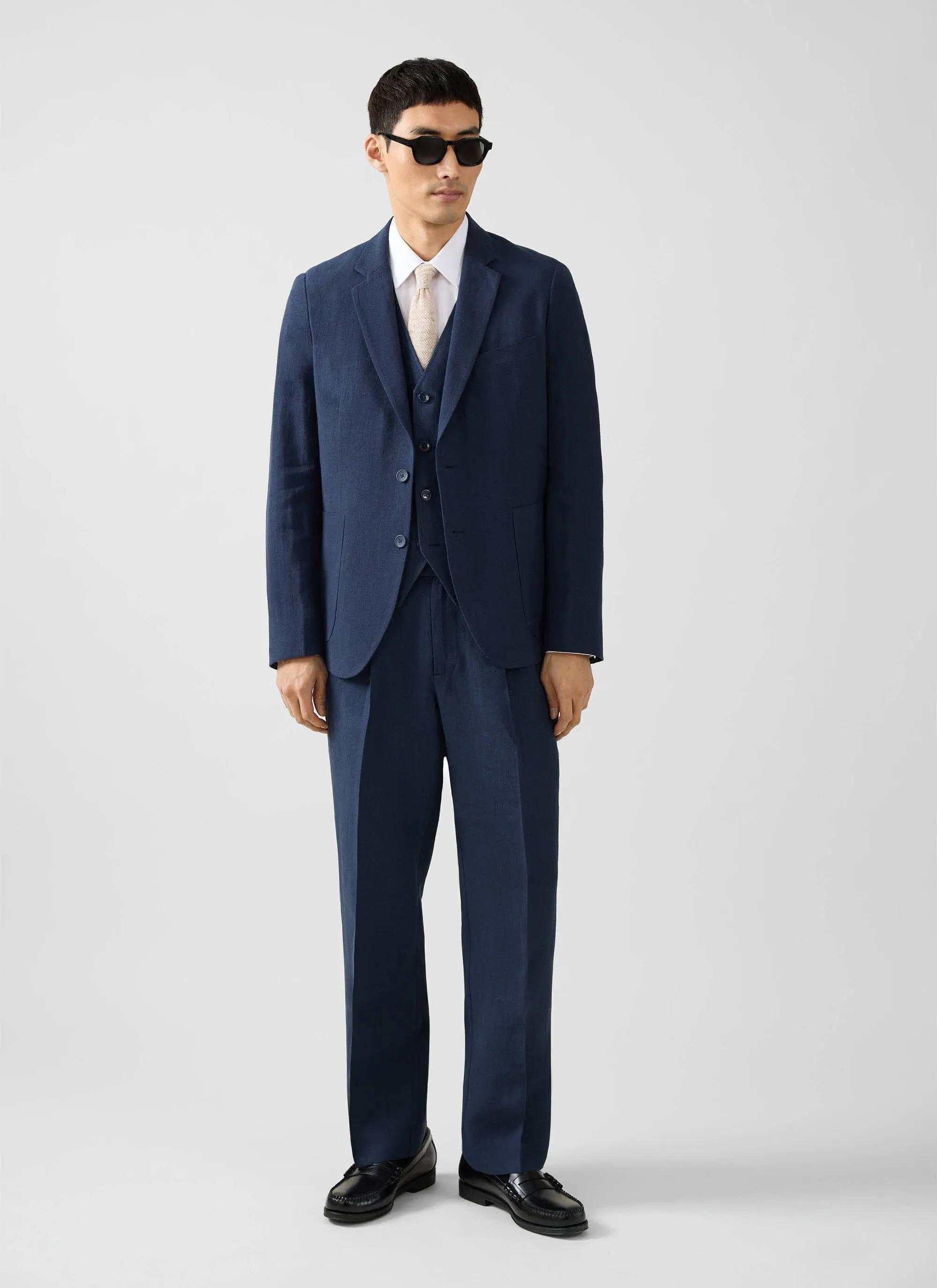Tailored Two Piece Suit | Linen | Navy sold by Percival product image thumbnail 2