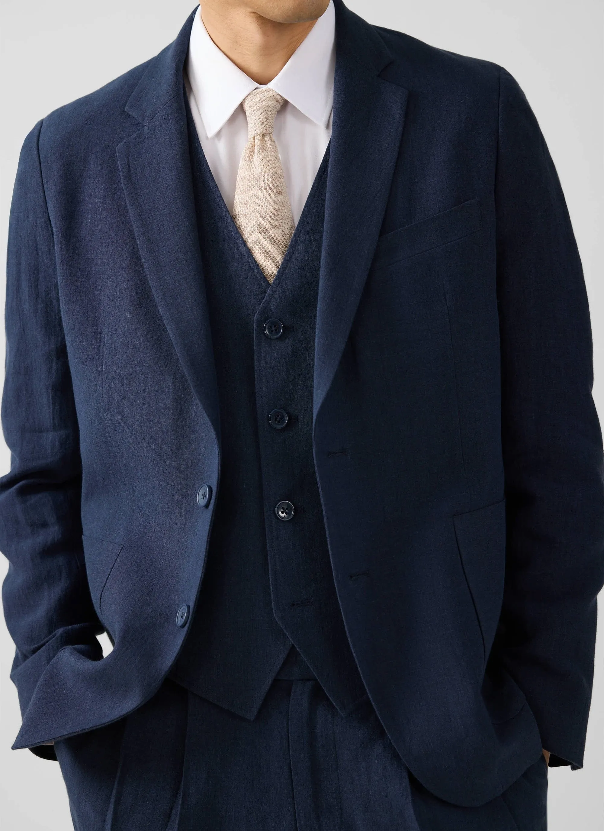 Tailored Two Piece Suit | Linen | Navy sold by Percival product image thumbnail 3