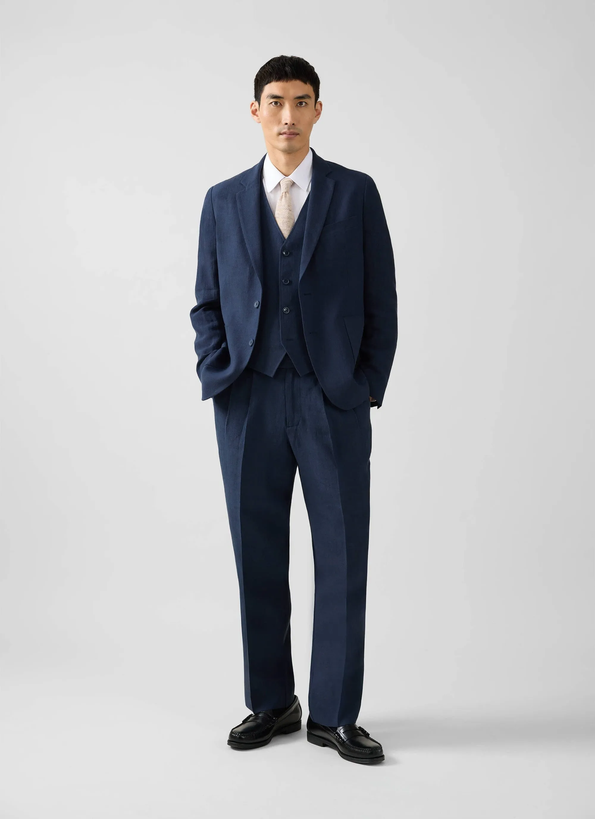 Tailored Two Piece Suit | Linen | Navy sold by Percival product image thumbnail 4