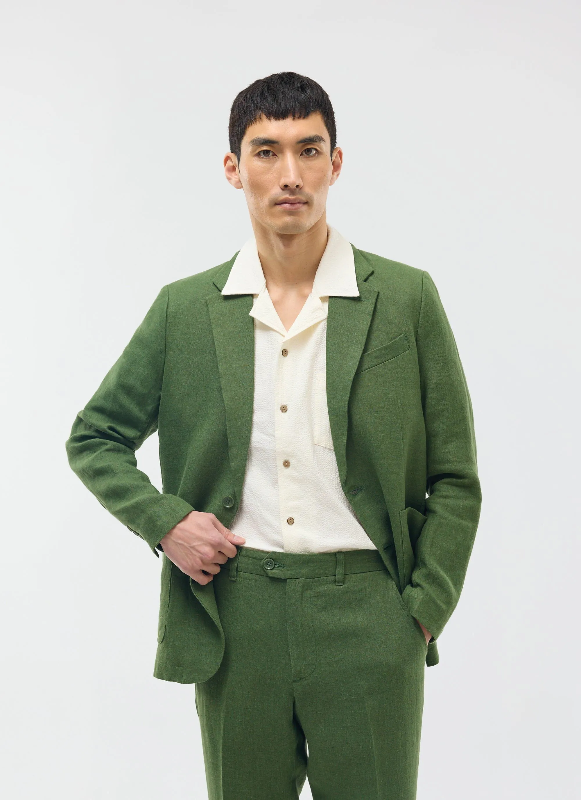 Tailored Two Piece Suit | Linen | Forest Green sold by Percival product image thumbnail 4