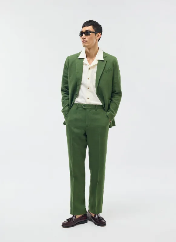 Tailored Two Piece Suit | Linen | Forest Green made by Percival