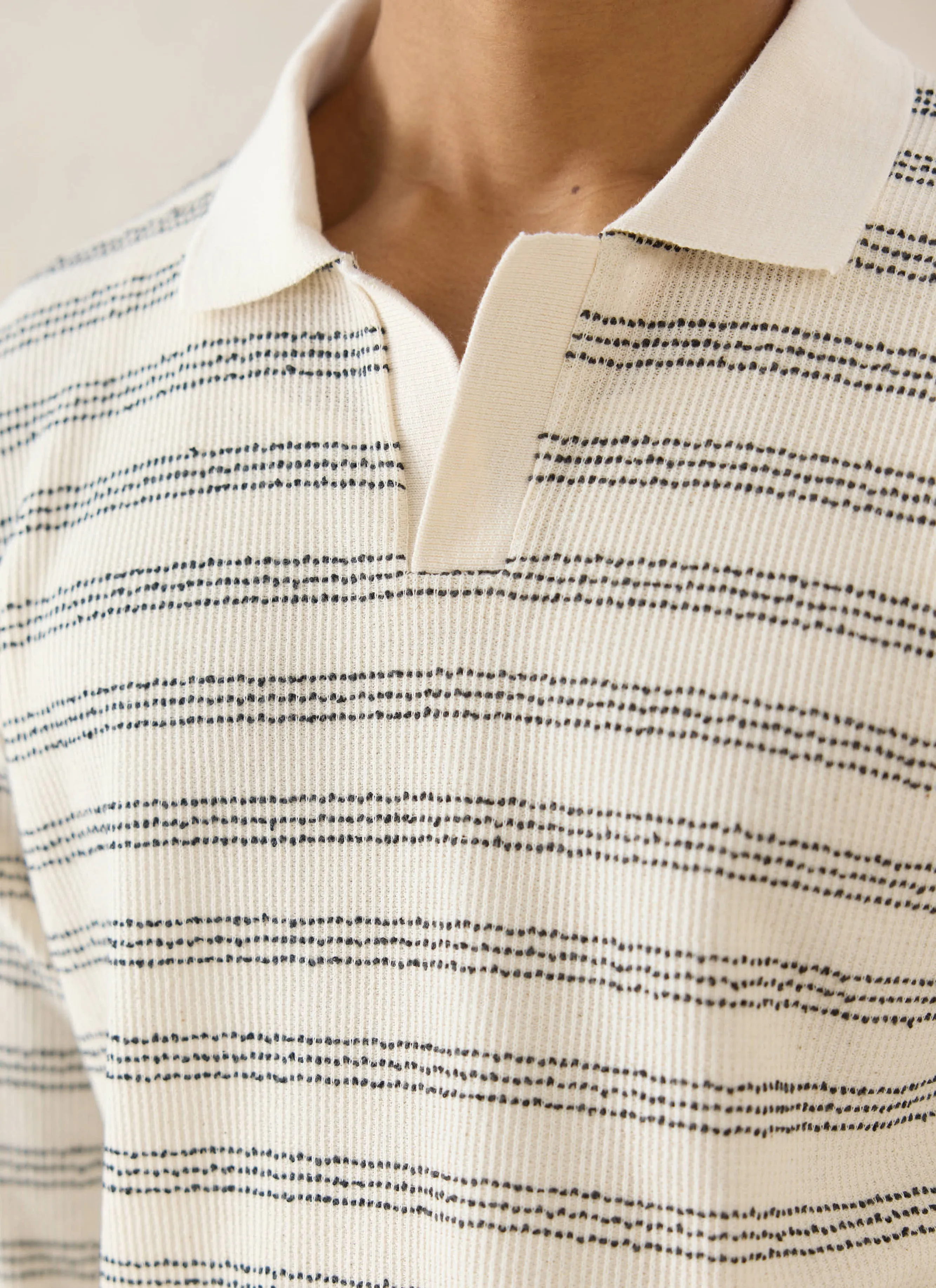 Laurent Long Sleeve Polo | Cotton | Cream sold by Percival product image thumbnail 2