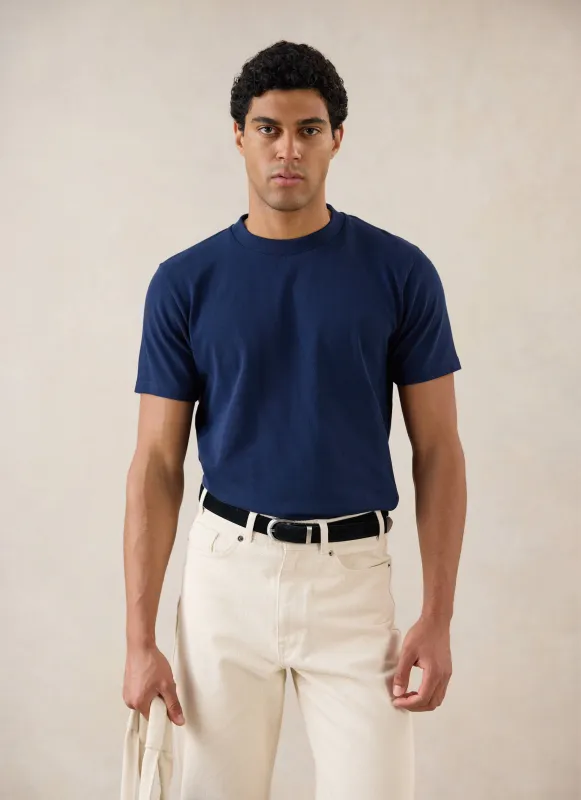 Plain Regular Fit T Shirt | Organic Cotton | Navy made by Percival