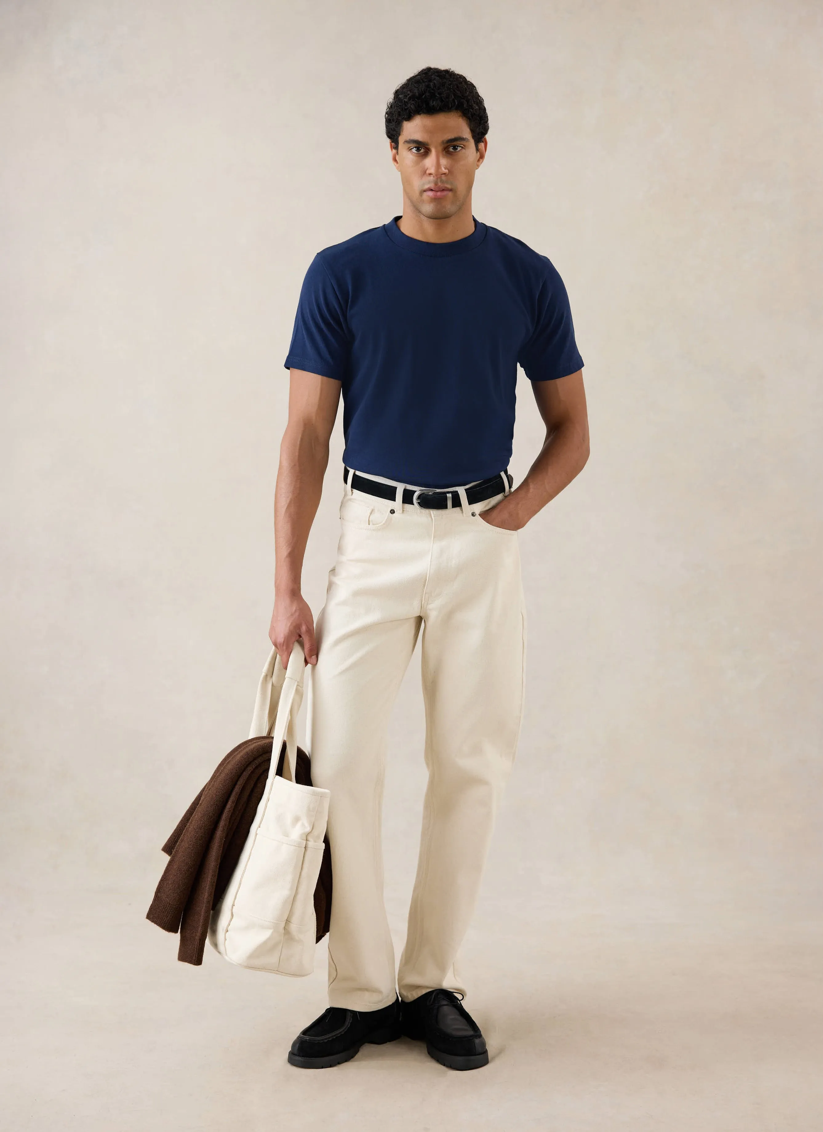Plain Regular Fit T Shirt | Organic Cotton | Navy sold by Percival product image thumbnail 2
