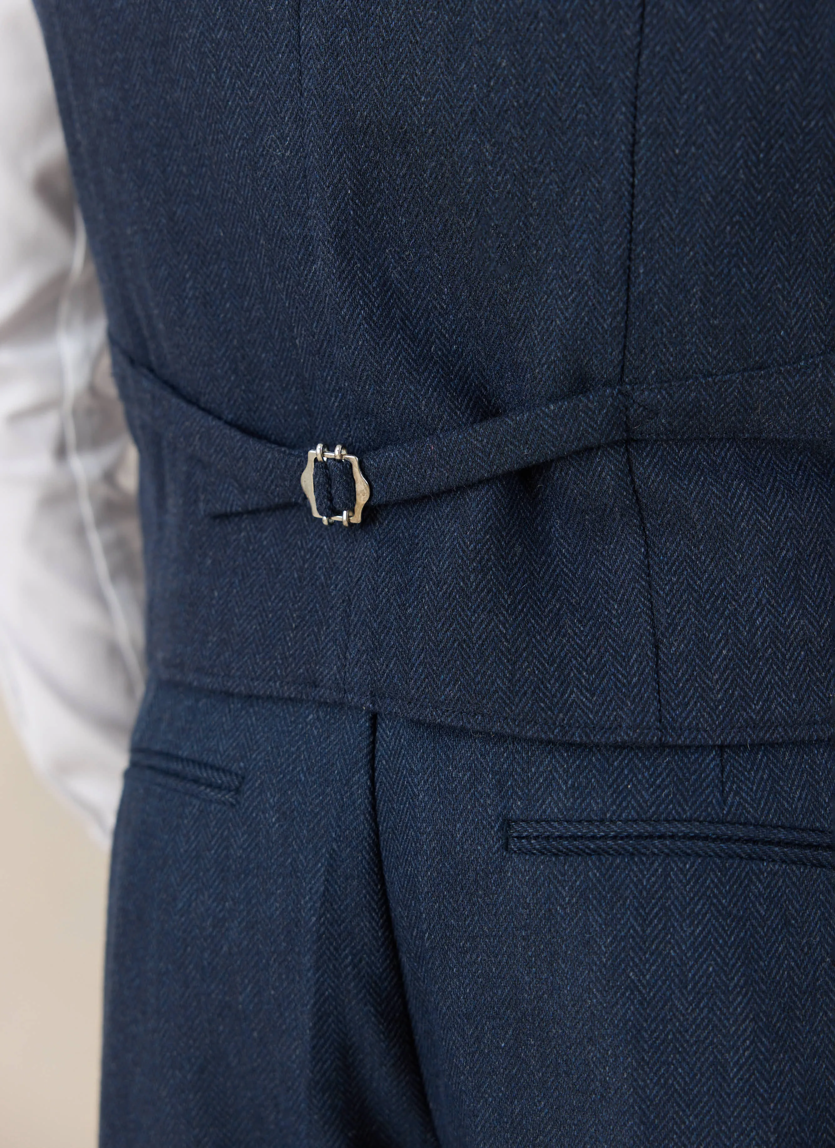 Waistcoat | Herringbone Wool | Navy sold by Percival product image thumbnail 4