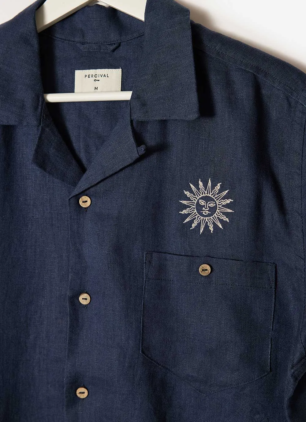 Summer Solstice Tapestry Cuban Linen Shirt | Navy sold by Percival product image thumbnail 2