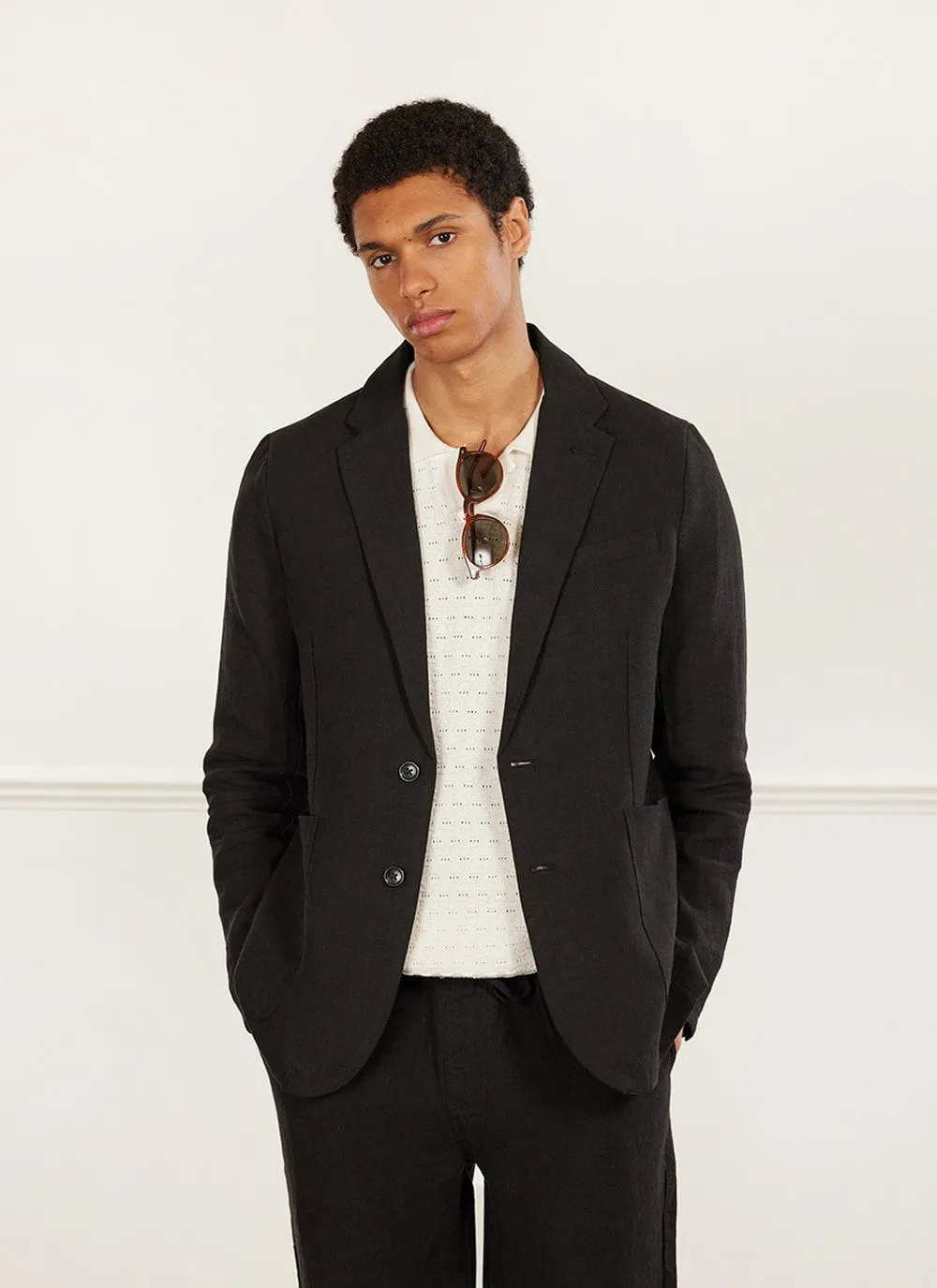 Tailored Linen Blazer | Black sold by Percival product image thumbnail 5