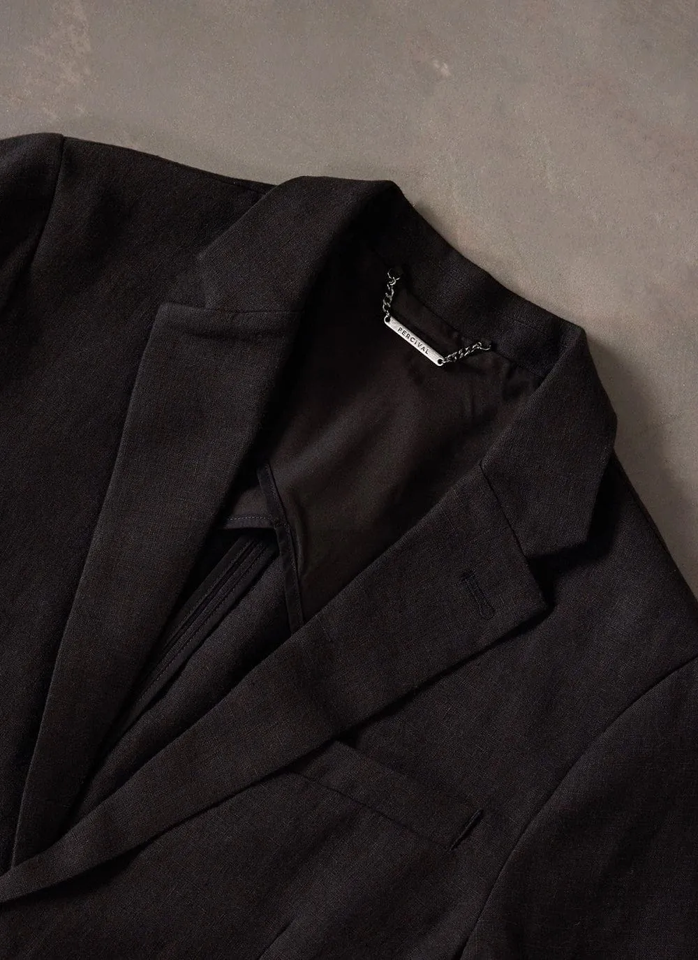 Tailored Linen Blazer | Black sold by Percival product image thumbnail 2