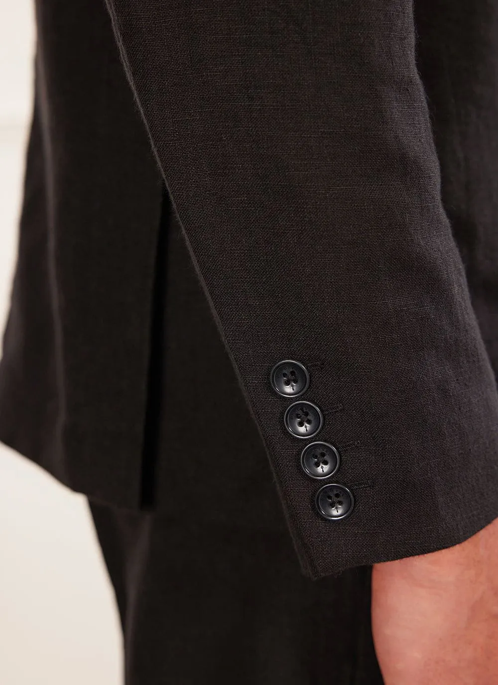 Tailored Linen Blazer | Black sold by Percival product image thumbnail 4