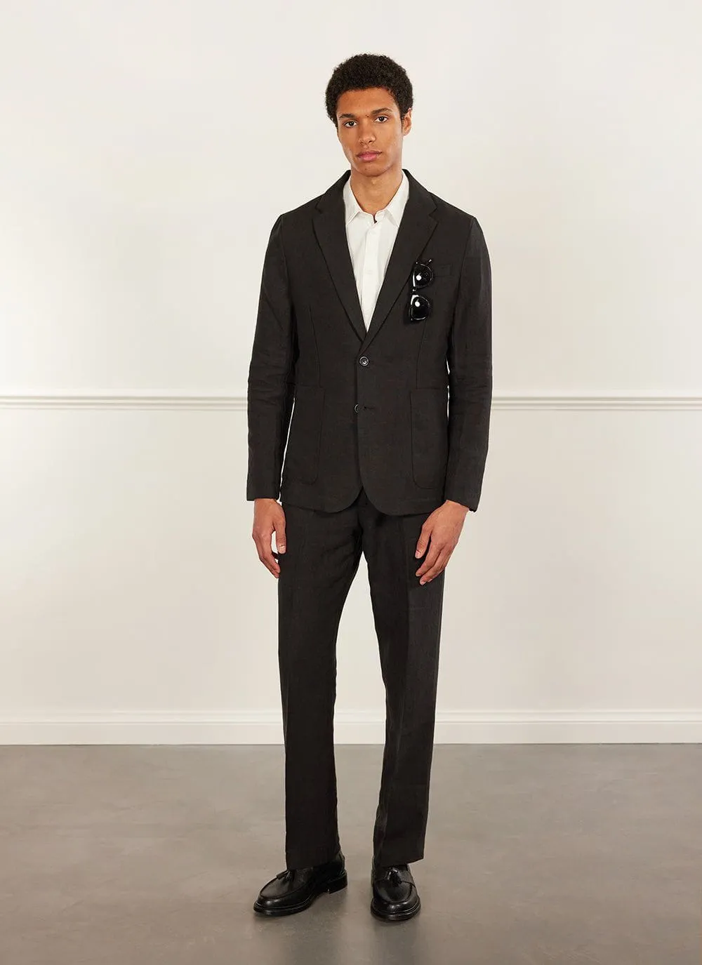 Tailored Linen Blazer | Black sold by Percival