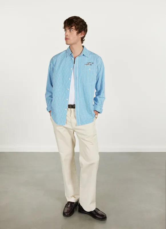Sardine Stripe Oversized Shirt | Cotton | Blue sold by Percival