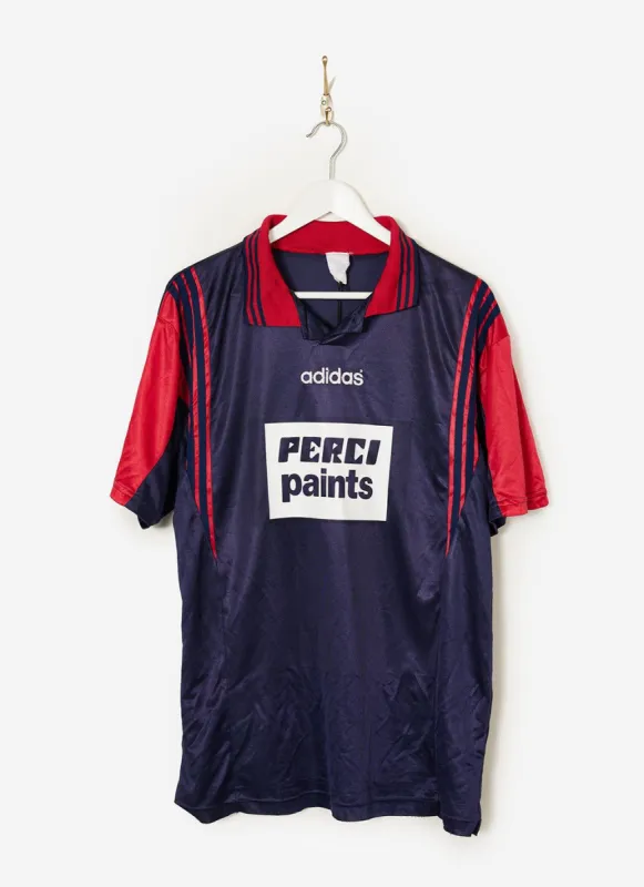 90s Adidas Shirt #50 | Percival x Classic Football Shirts | Blue with Red sold by Percival