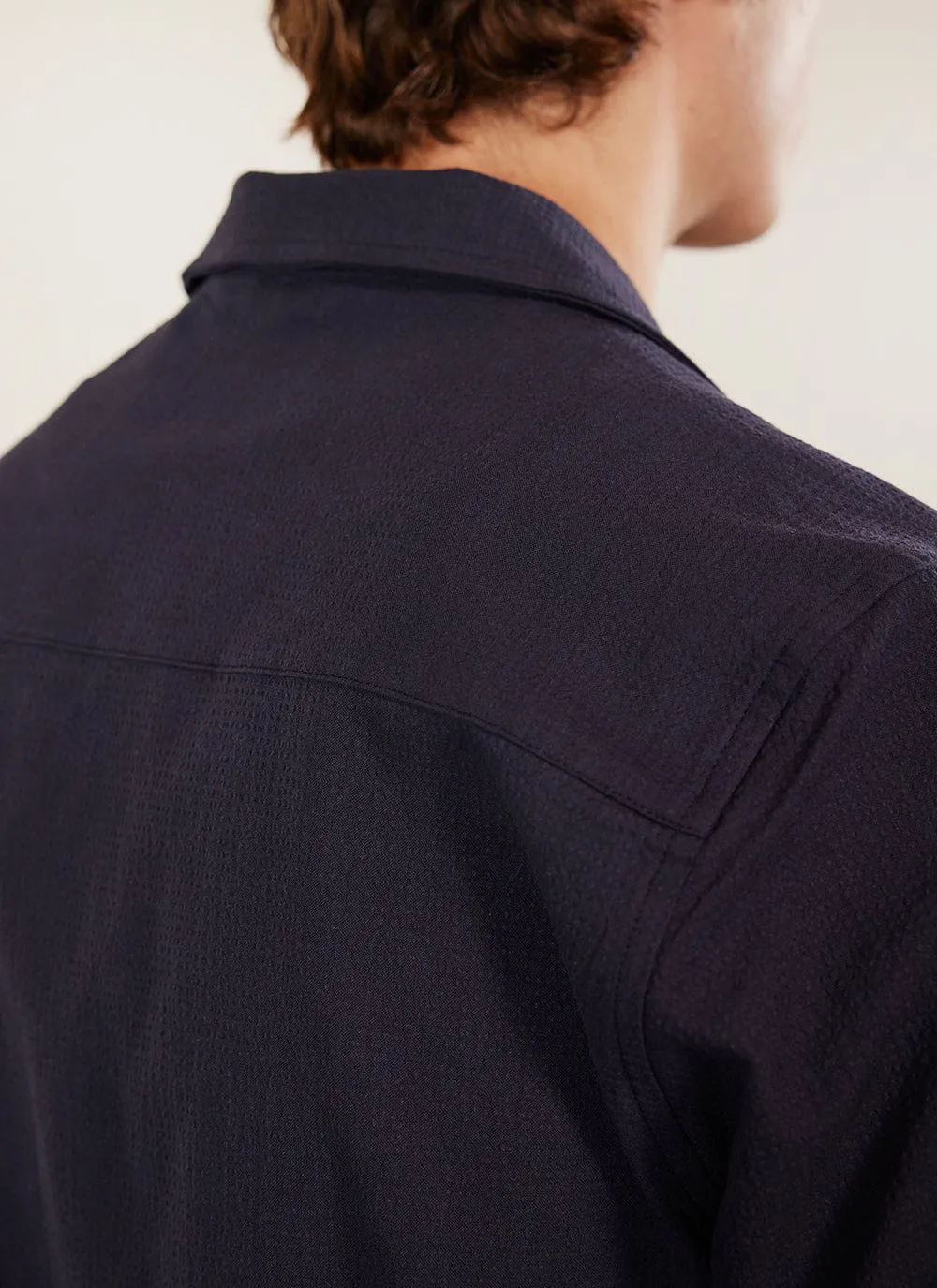 Cuban Shirt | Seersucker | Navy sold by Percival product image thumbnail 4