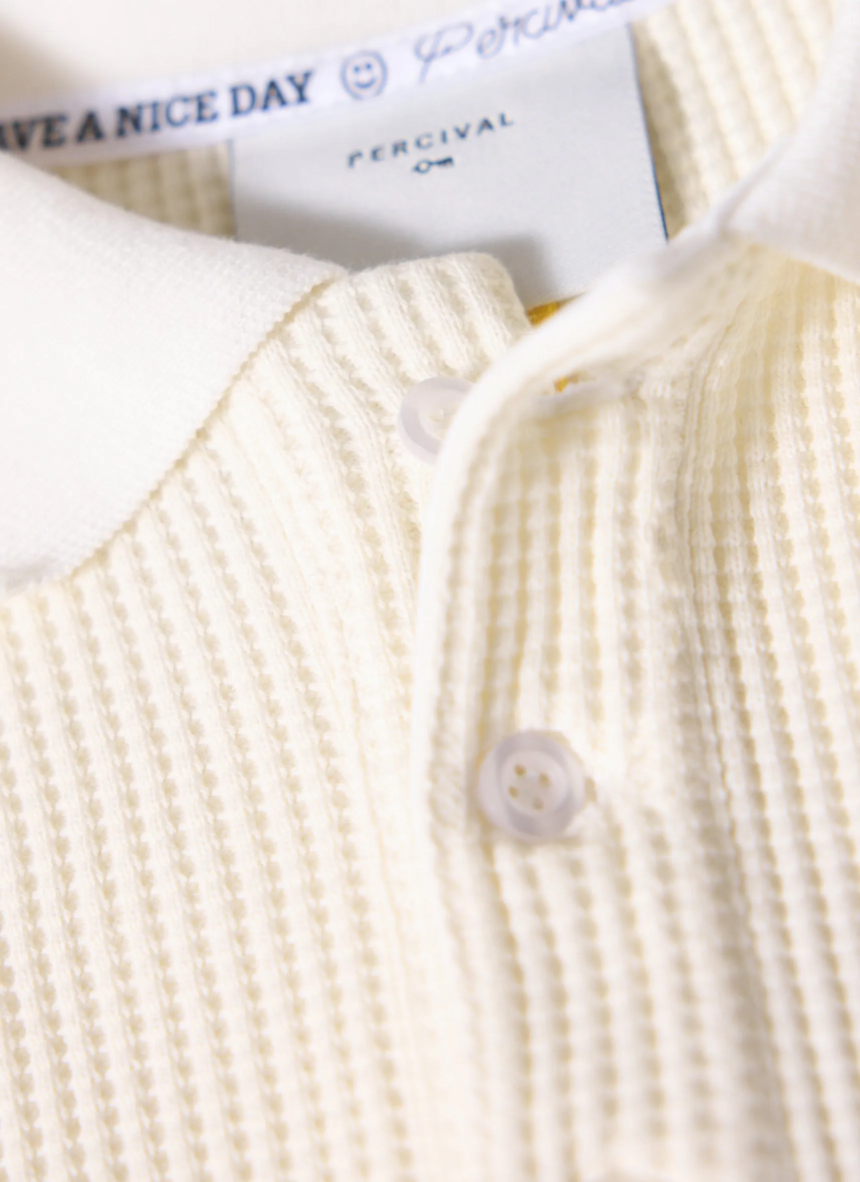 Long Sleeve Polo | Cotton Waffle | Ecru sold by Percival product image thumbnail 2
