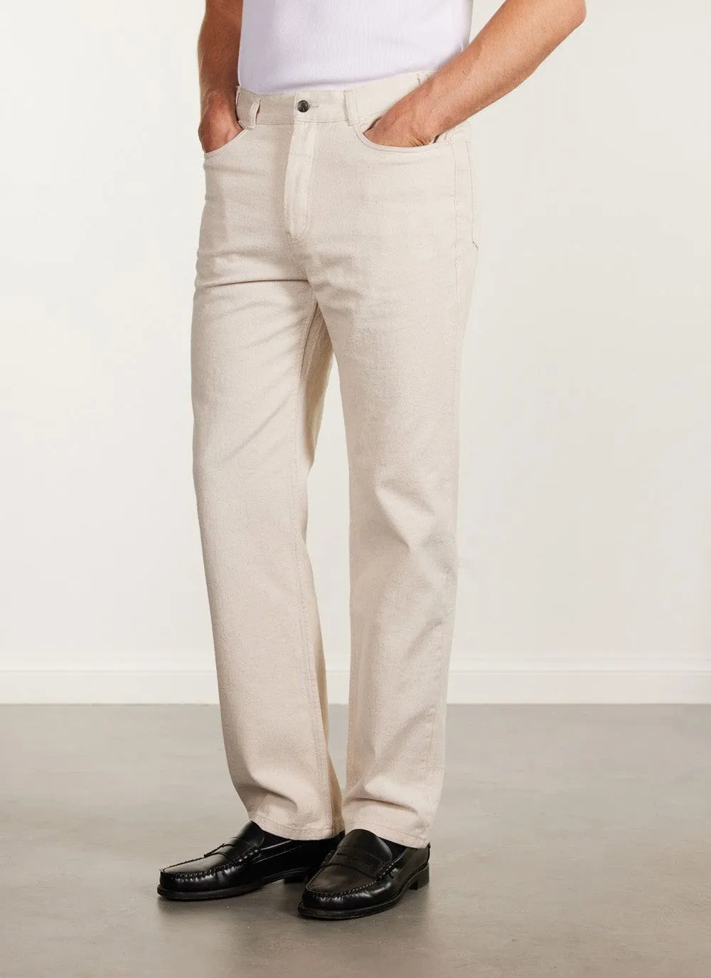5 Pocket Twill Trousers | Ecru sold by Percival product image thumbnail 2