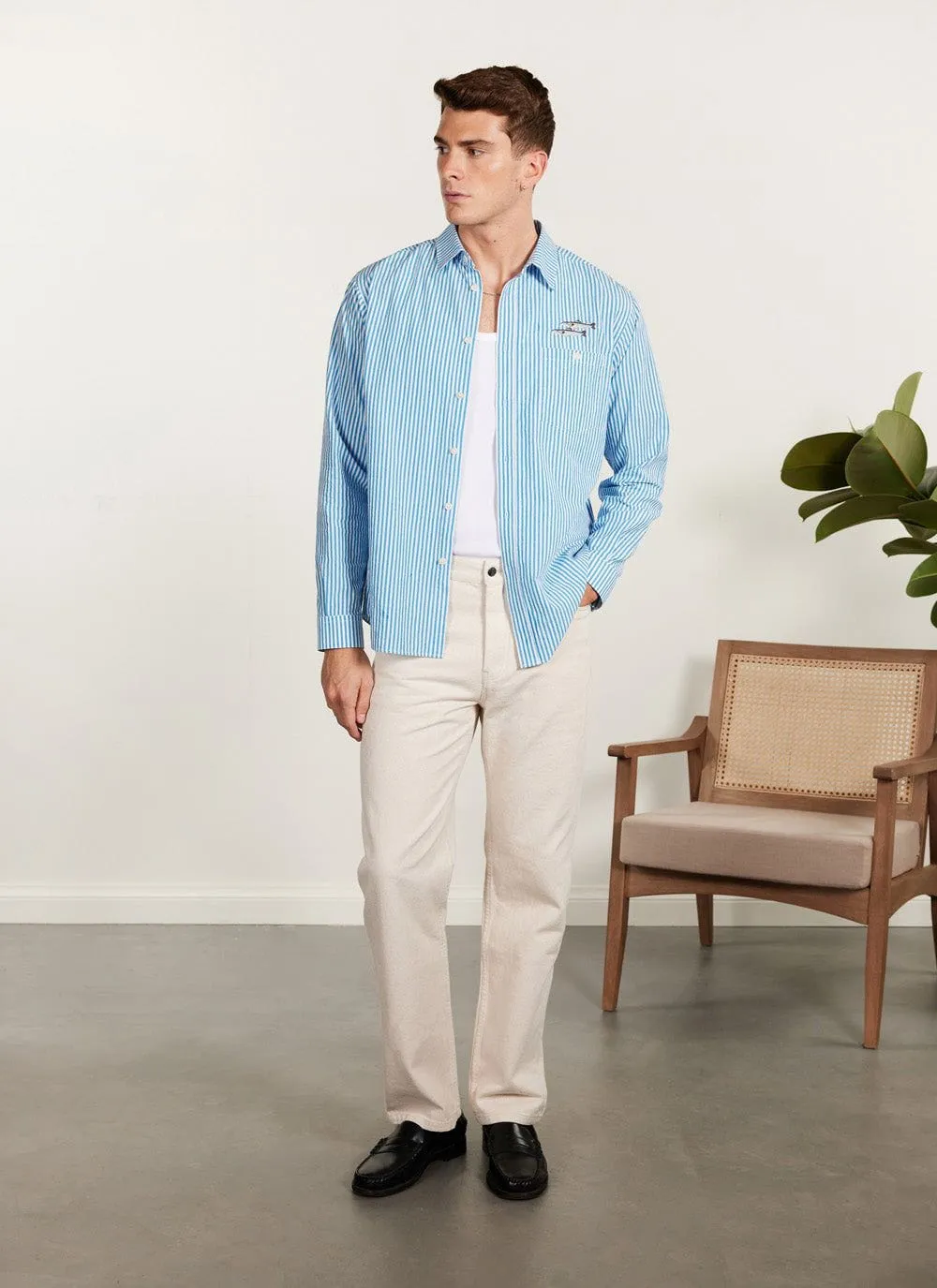 5 Pocket Twill Trousers | Ecru sold by Percival product image thumbnail 3