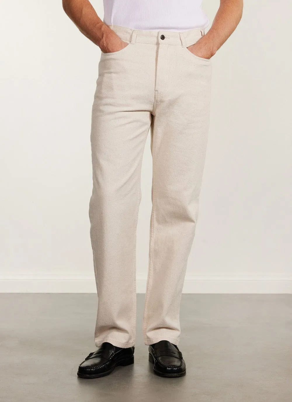 5 Pocket Twill Trousers | Ecru sold by Percival