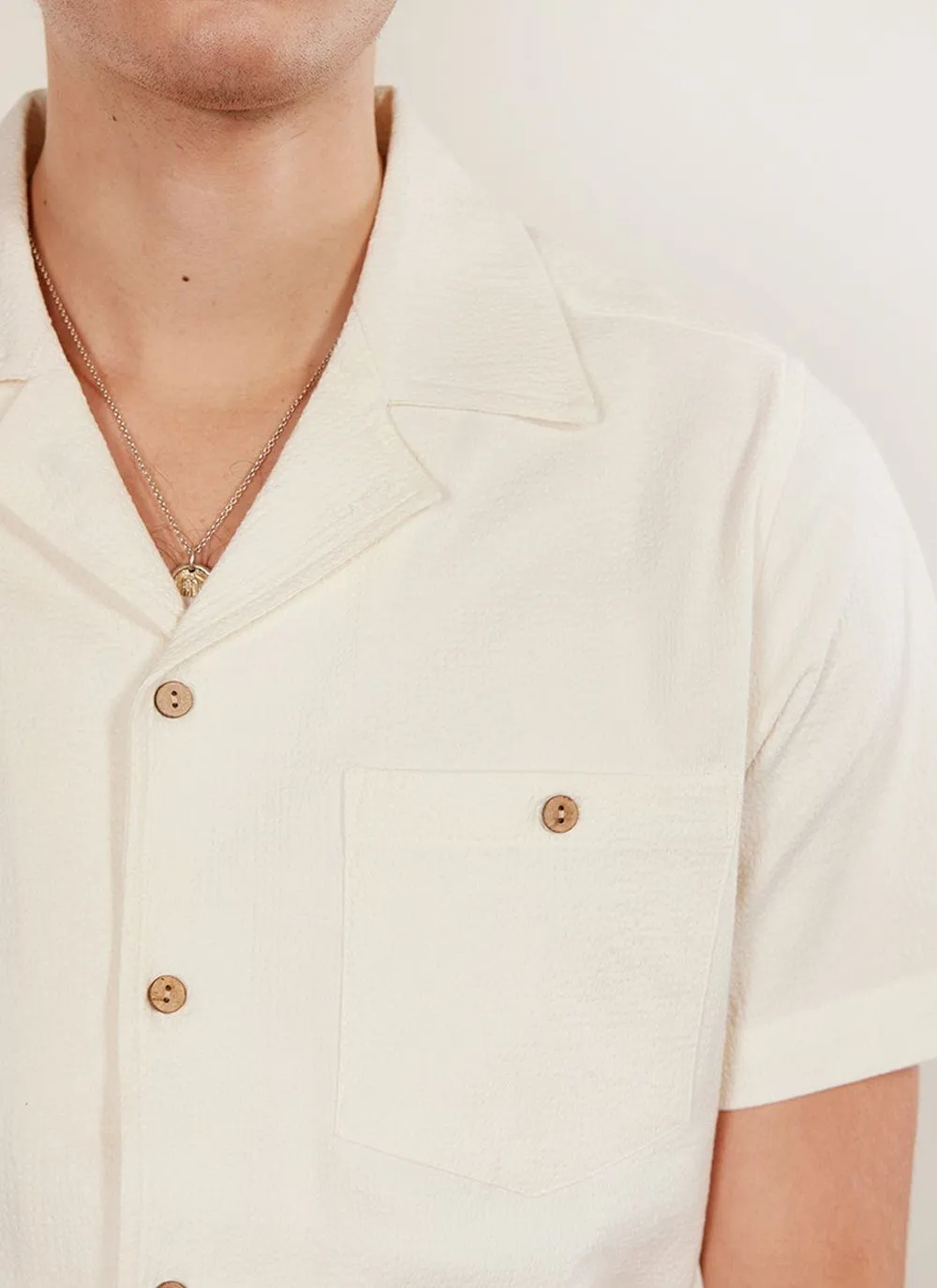 Cuban Shirt | Seersucker | Ecru sold by Percival product image thumbnail 4