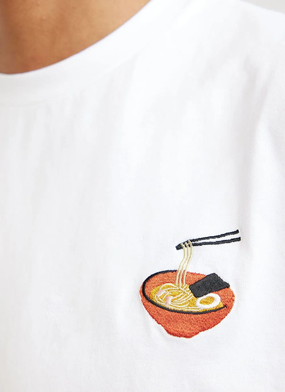 Ramen T Shirt | Embroidered Organic Cotton | White sold by Percival product image thumbnail 4