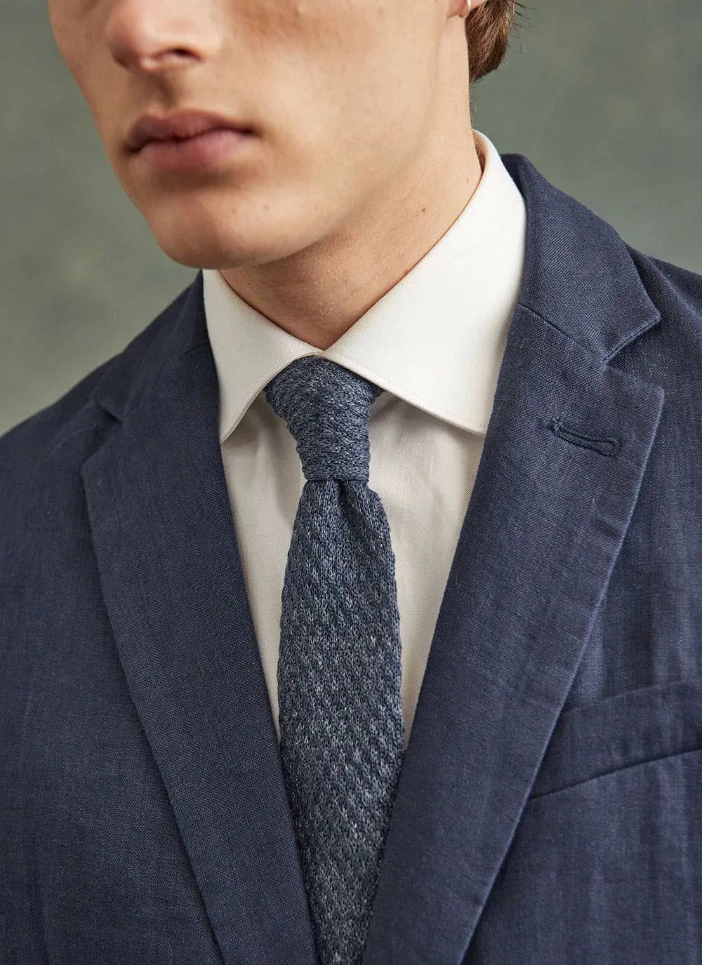 Linen Tie | Navy Marl sold by Percival