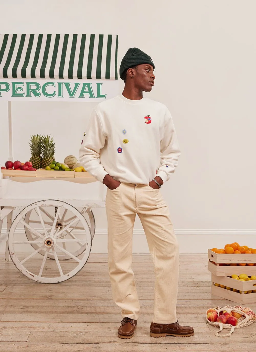 Perci-Post Stamps Sweatshirt | Champion and Percival | Ecru sold by Percival product image thumbnail 3