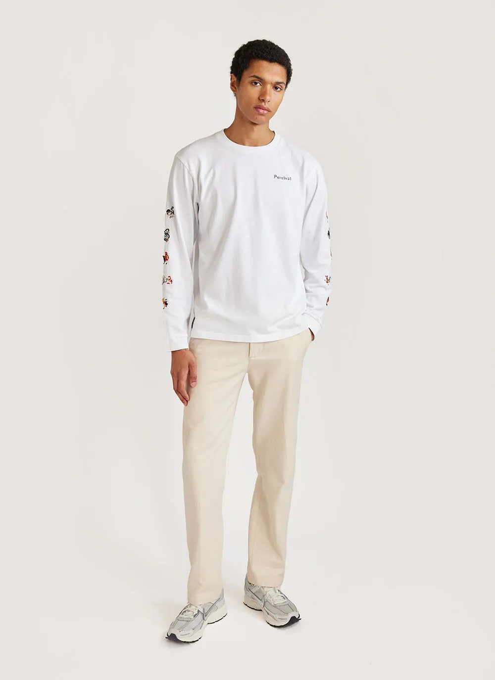 Nightmare Long Sleeve T Shirt | Embroidered Organic Cotton | White sold by Percival product image thumbnail 3
