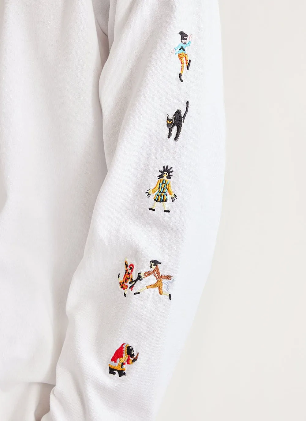 Nightmare Long Sleeve T Shirt | Embroidered Organic Cotton | White sold by Percival product image thumbnail 2