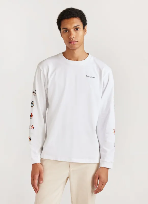 Nightmare Long Sleeve T Shirt | Embroidered Organic Cotton | White made by Percival