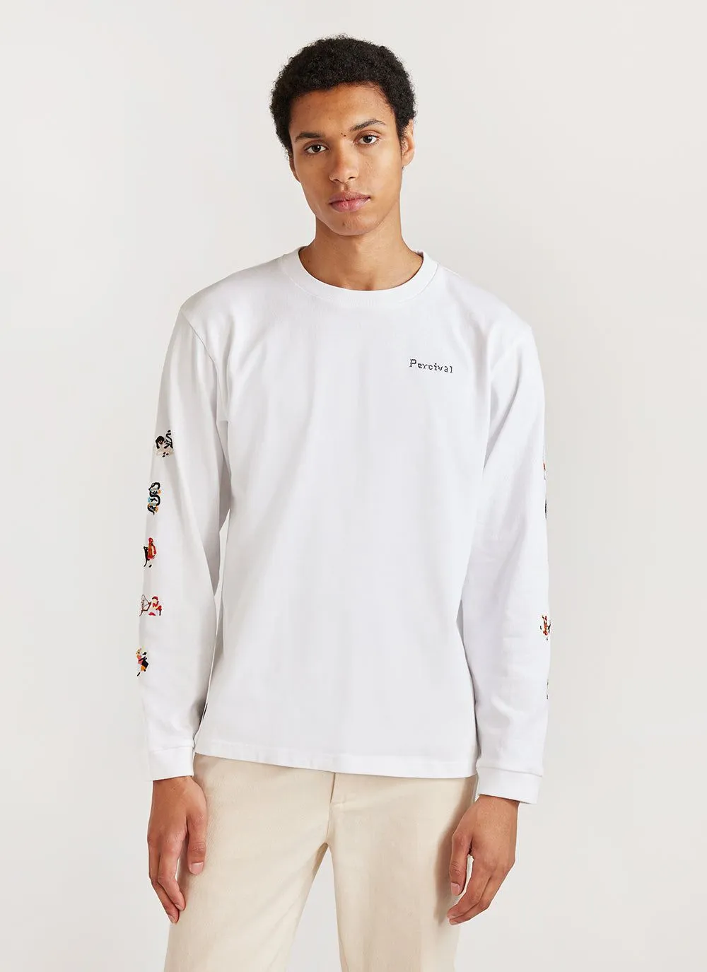 Nightmare Long Sleeve T Shirt | Embroidered Organic Cotton | White sold by Percival