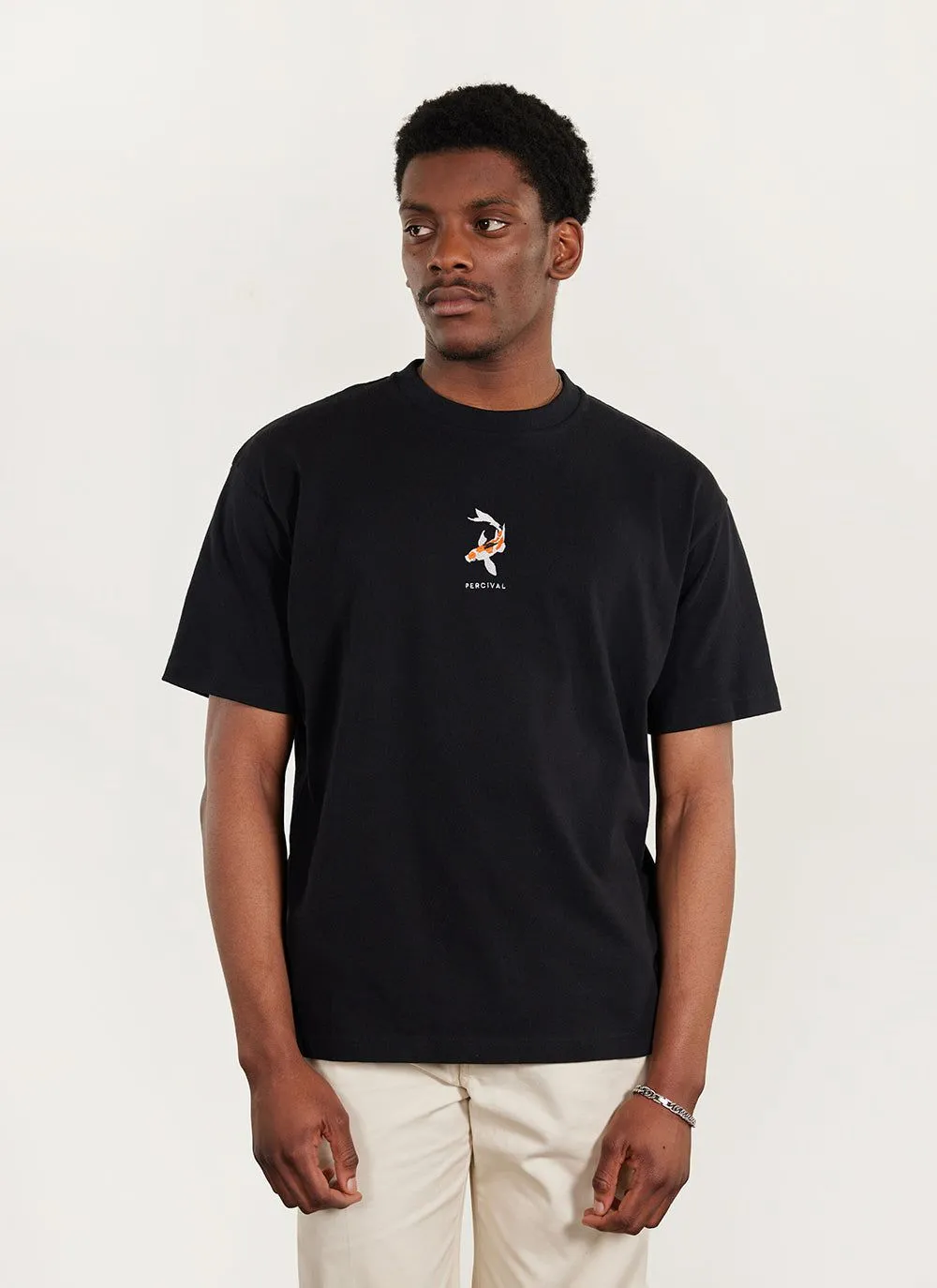 Koi Carp Oversized T Shirt | Embroidered Organic Cotton | Black sold by Percival product image thumbnail 2