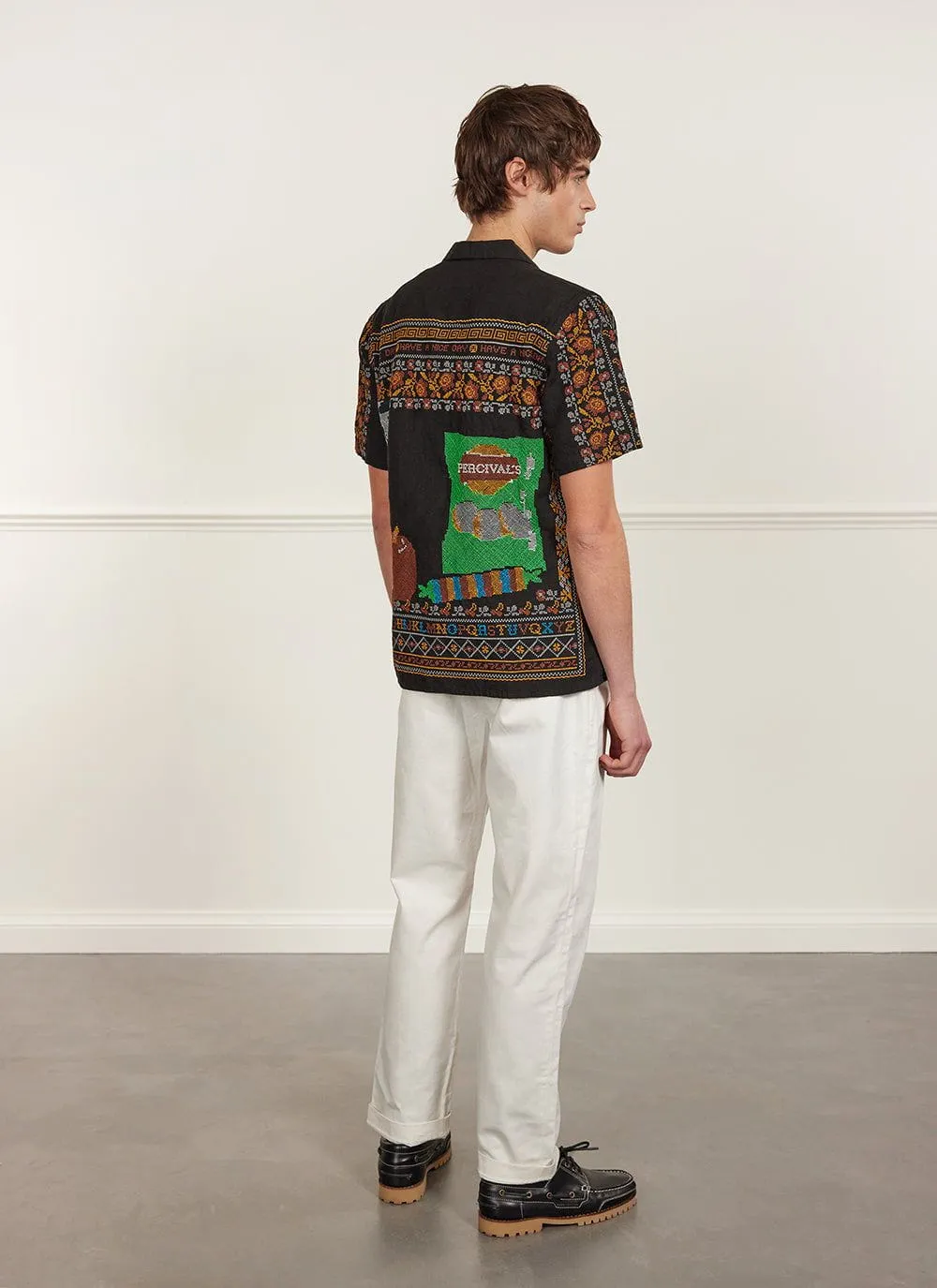 Meal Deal Tapestry Cuban Shirt | Linen | Black sold by Percival product image thumbnail 5