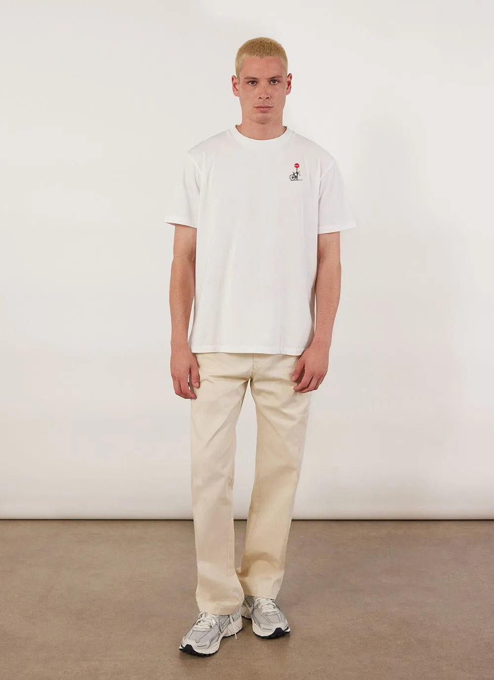 Stolen Wheel Auxiliary T Shirt | Embroidered Organic Cotton | White sold by Percival product image thumbnail 4