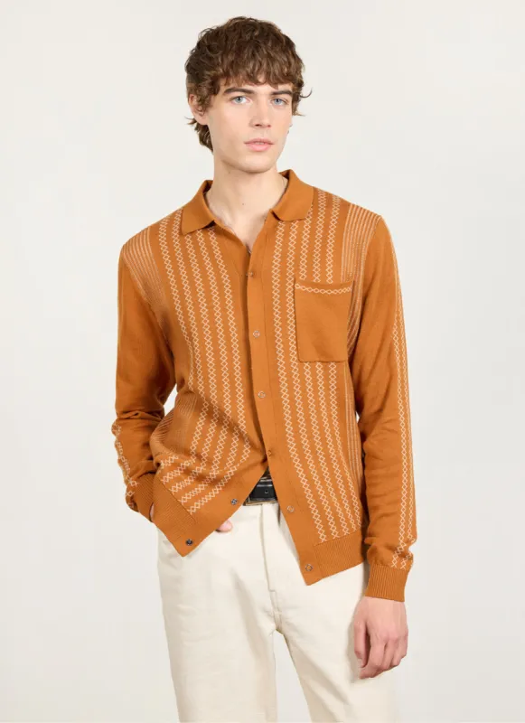 Bevel Knitted Shirt | Cotton | Walnut made by Percival
