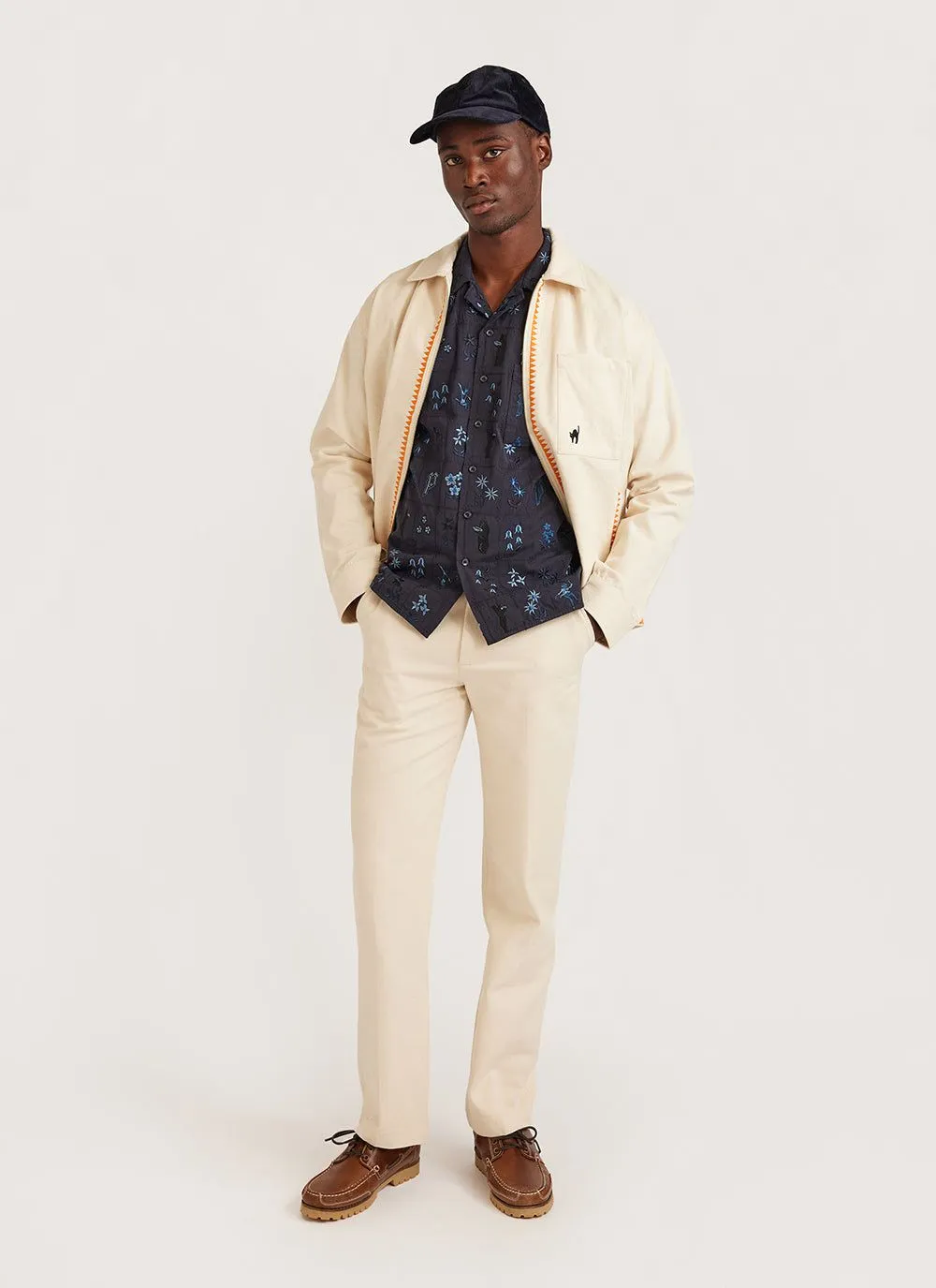 Saga Tapestry Cuban Shirt | Embroidered Cotton | Navy sold by Percival product image thumbnail 3