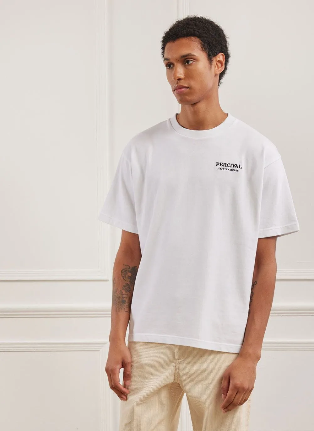 Campers Safety Matches Oversized T Shirt | Embroidered Organic Cotton | White sold by Percival product image thumbnail 5
