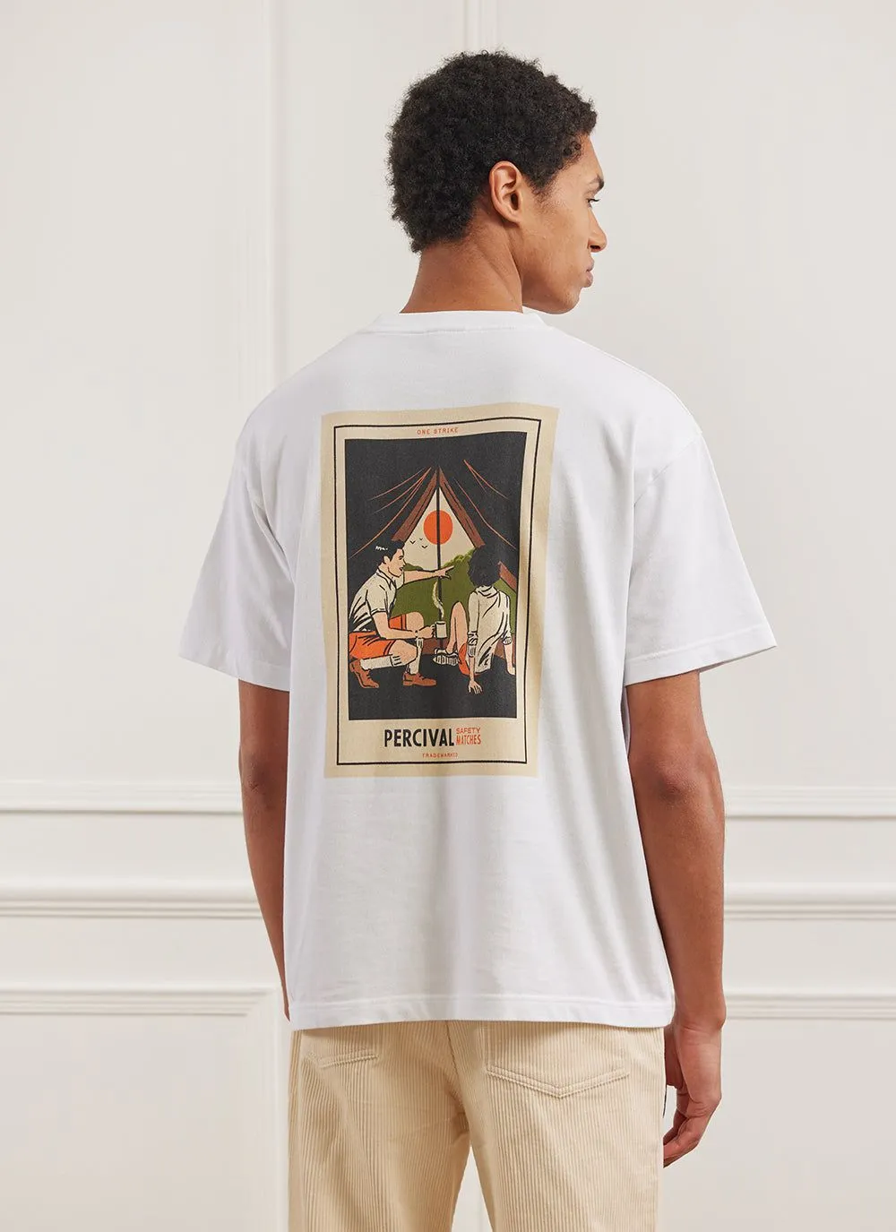 Campers Safety Matches Oversized T Shirt | Embroidered Organic Cotton | White sold by Percival