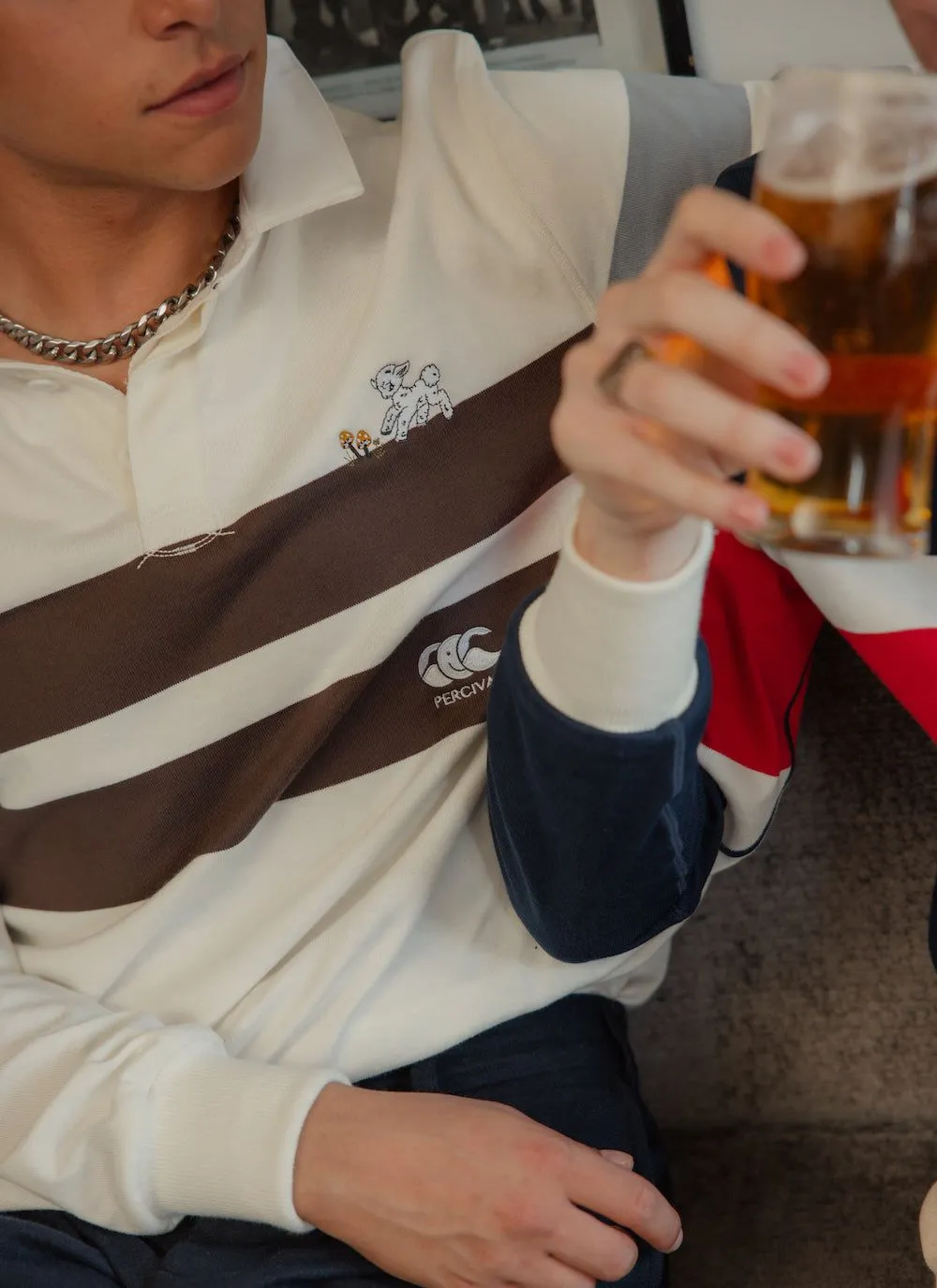 Rugby Shirt | Canterbury and Percival | Ecru Multi Stripe sold by Percival product image thumbnail 3