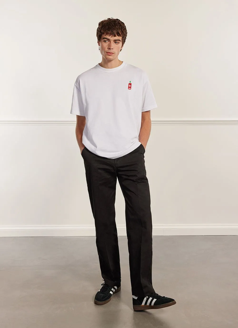 Hot Chilli Sauce T Shirt | Embroidered Organic Cotton | White sold by Percival product image thumbnail 3